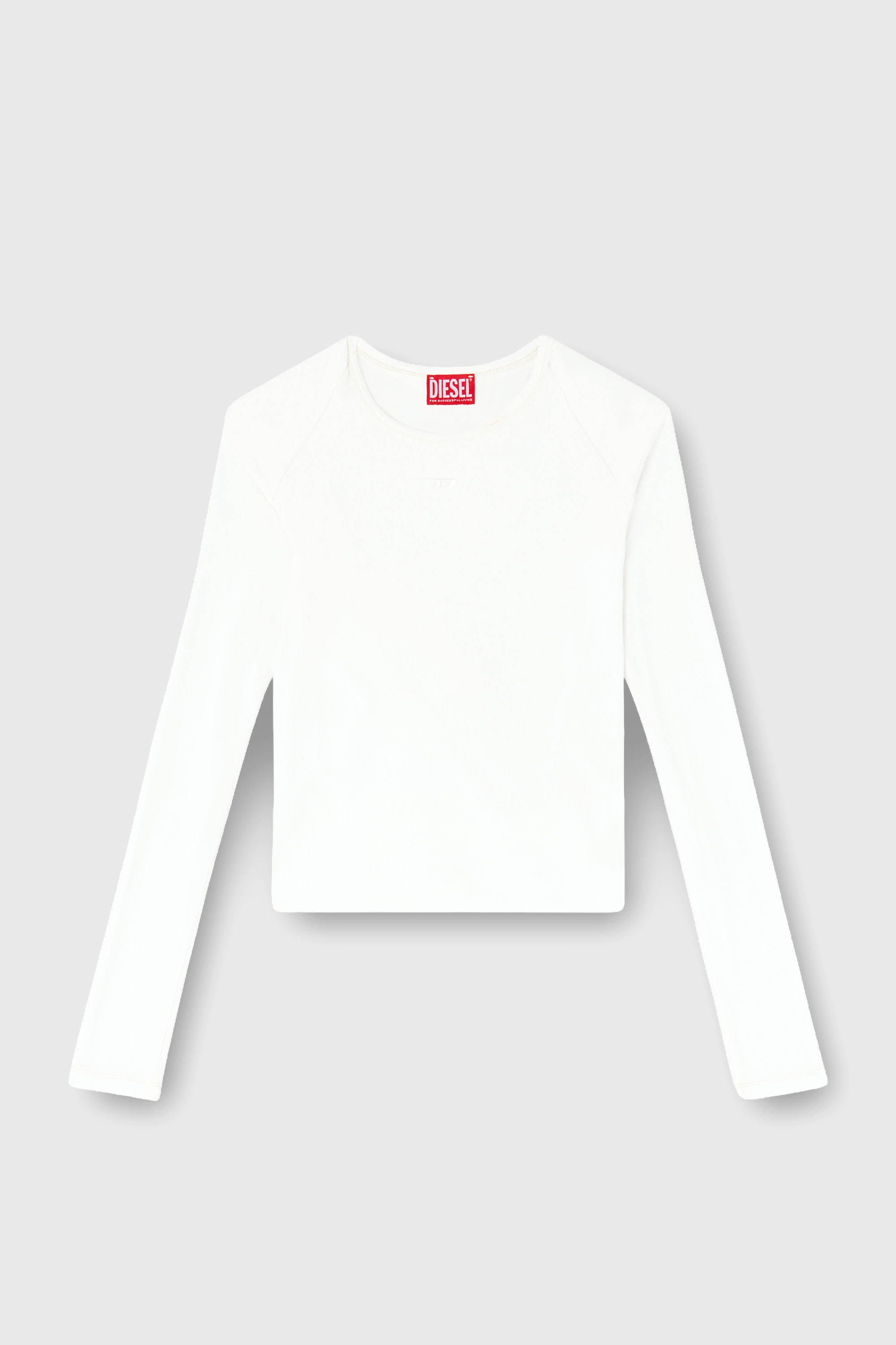 Diesel - T-ASAY-PL, Damen Langarmshirt mit Raffung aus doppellagigem Jersey in Wei&szlig; - 2