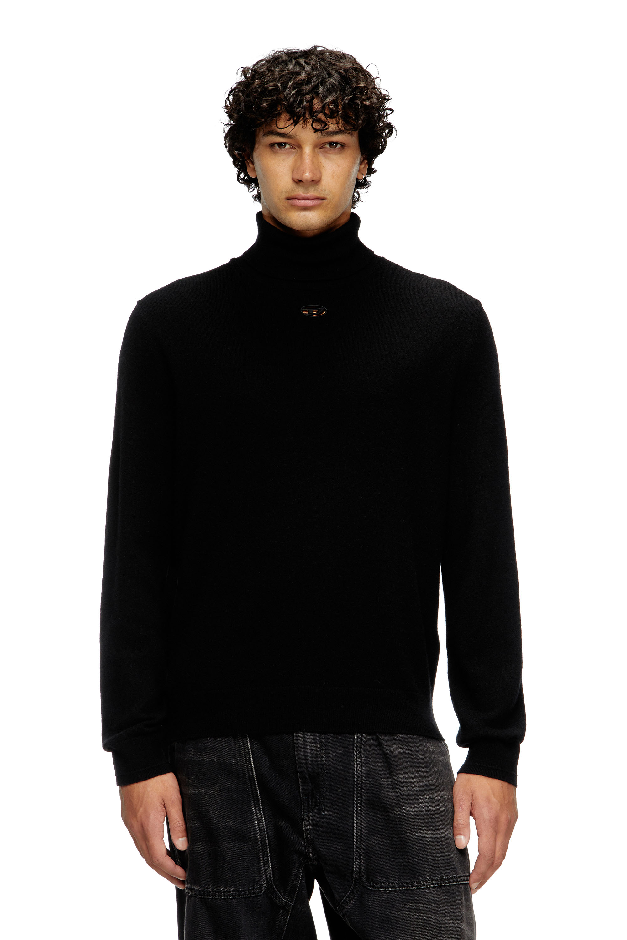 Diesel - K-VIERI-TN, Man's Turtleneck jumper in wool and cashmere in Black - 3