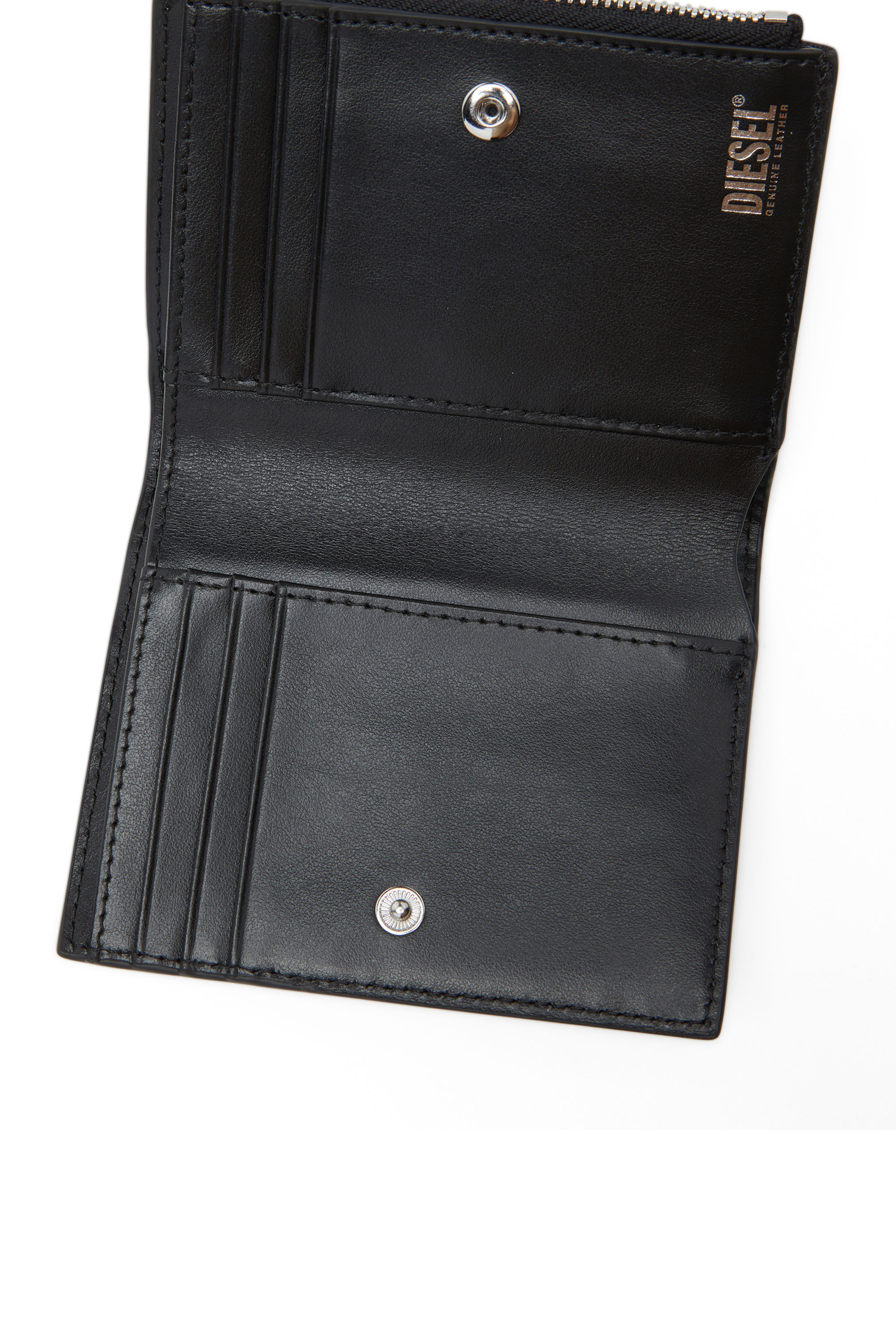 Diesel - 1DR BI-FOLD ZIP II, Damen Kleines Portemonnaie aus Leder mit Logo-Plakette in Schwarz - 3