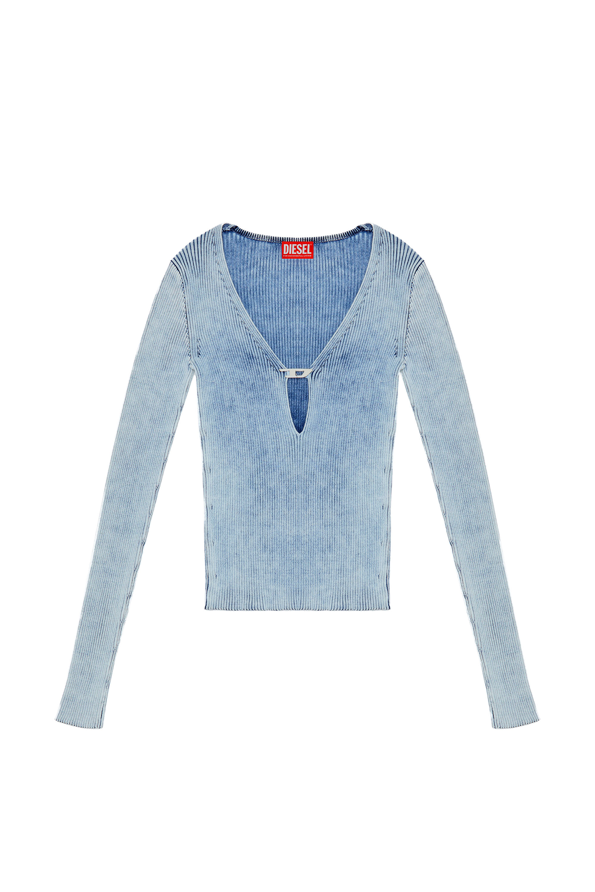 Diesel - M-TERI, Damen Cutout-Top aus Indigo-Baumwollstrick in Blau - Image 3