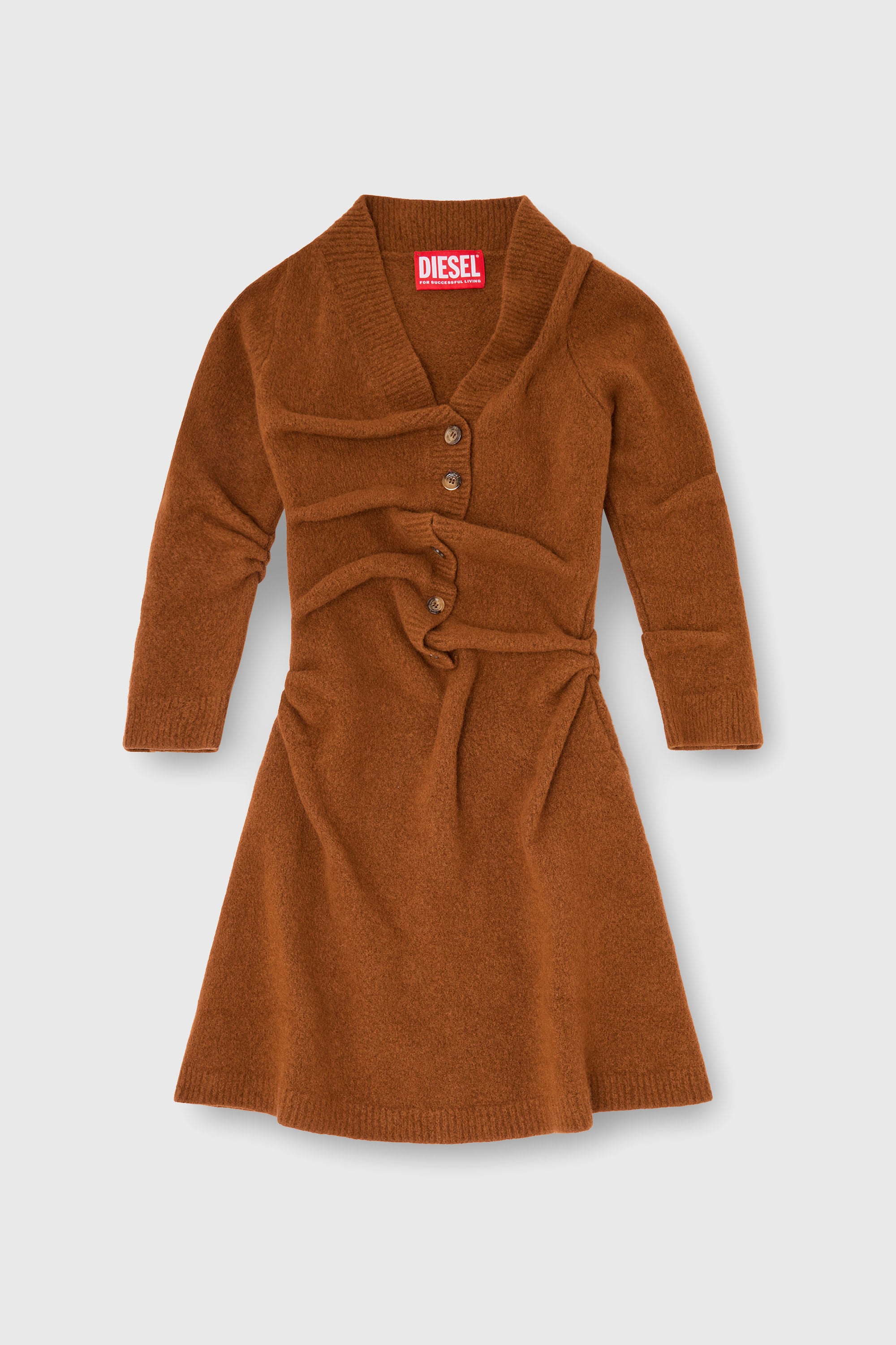 Diesel - M-ANITA, Damen Kurzes Cardigan-Kleid aus gekochtem, geknittertem Strick in null - 1