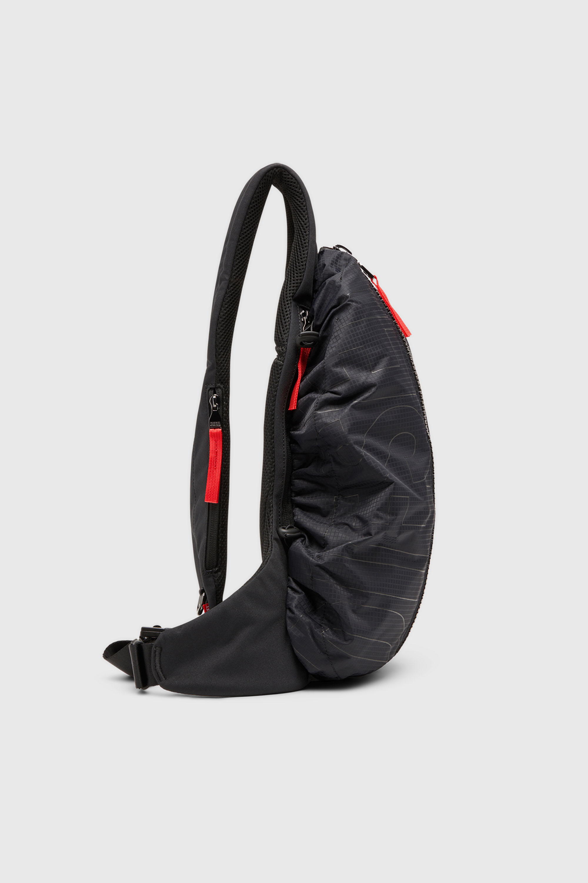 Diesel - ZIP-D SLING BAG X, Herren Zip-D-Sling-Rucksack aus kariertem Jacquard-Shell in Schwarz - 4