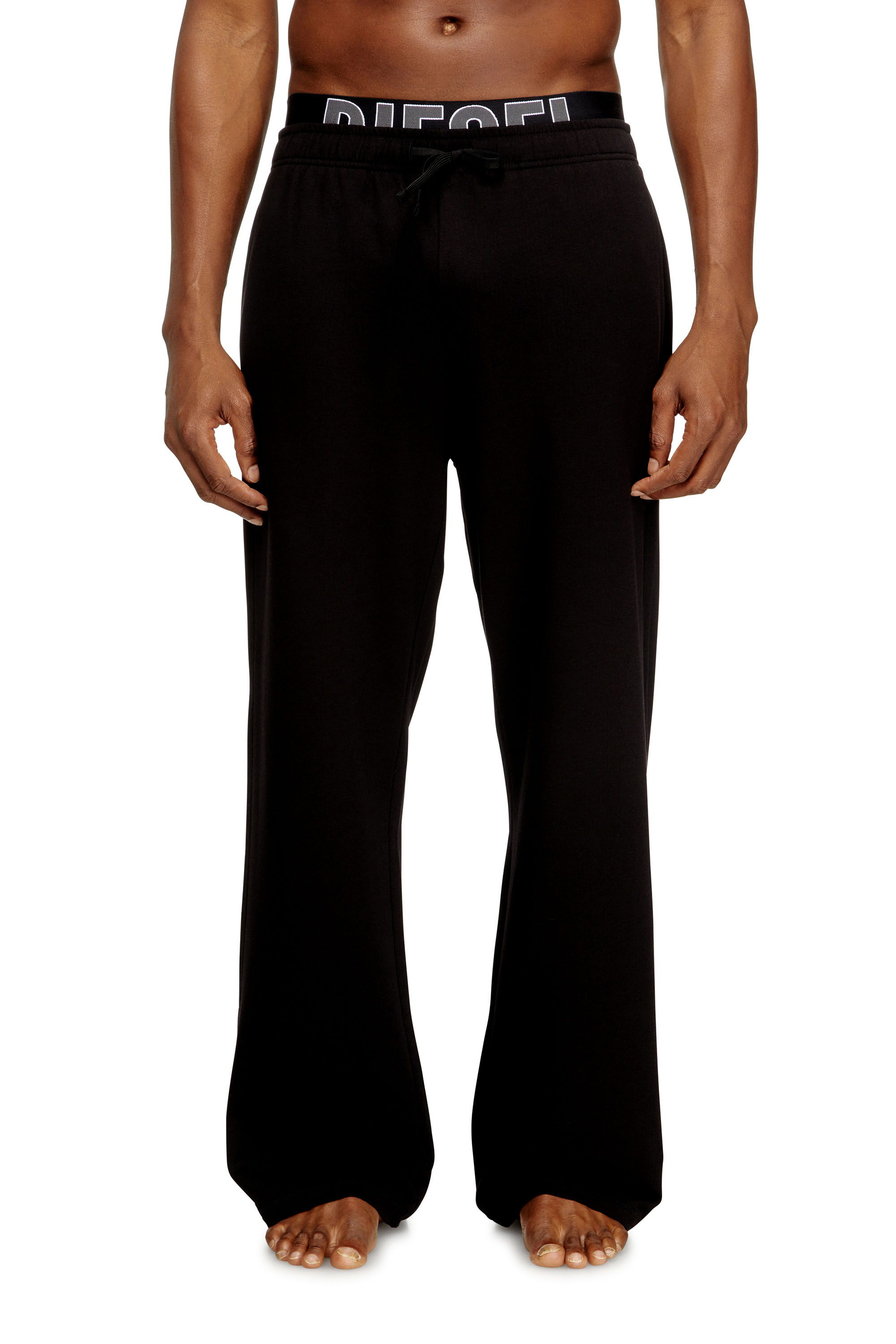 Diesel - BRADLEY-D-POP, Man's Logo-waistband lounge pants in cotton terry in Black - 1