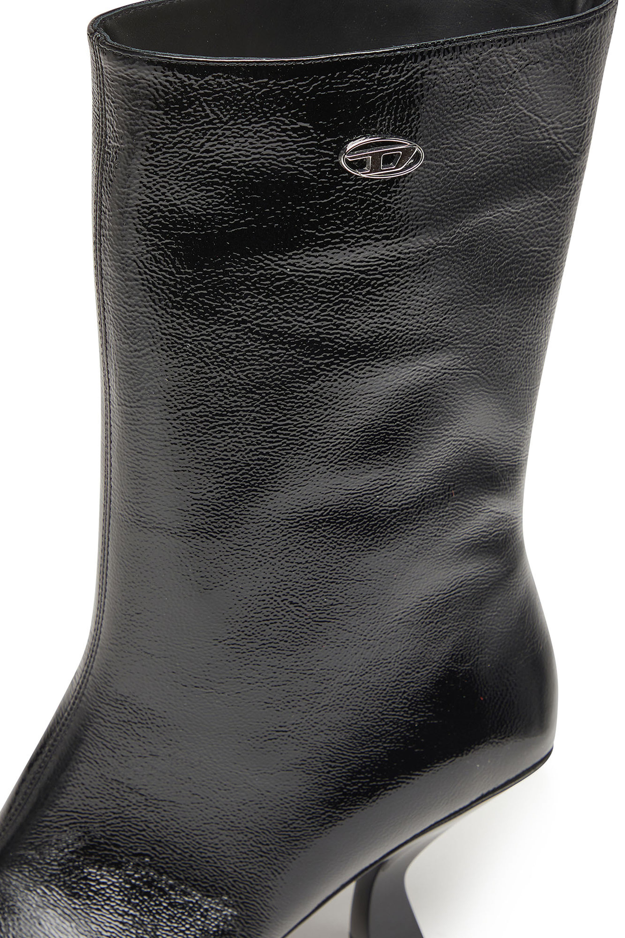 Diesel - D-AMBER TUBE 75, Damen D-Amber-Stiefeletten mit quadratischer Spitze und Naplak-Effekt in Schwarz - 4