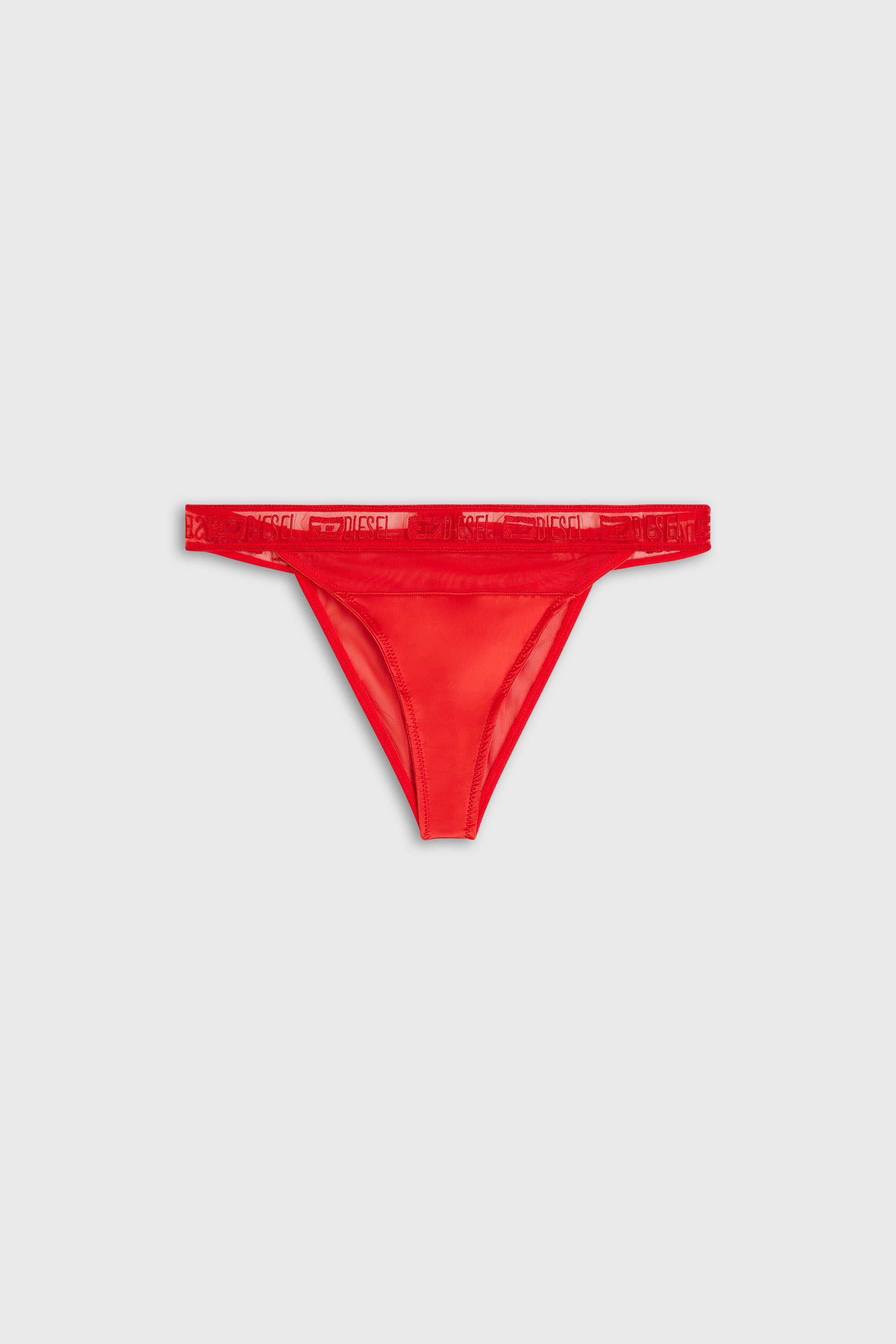 Diesel - KARINE-GFT, Damen Slips aus stretch-satin mit mesh-besatz mit logo in Rot - 2