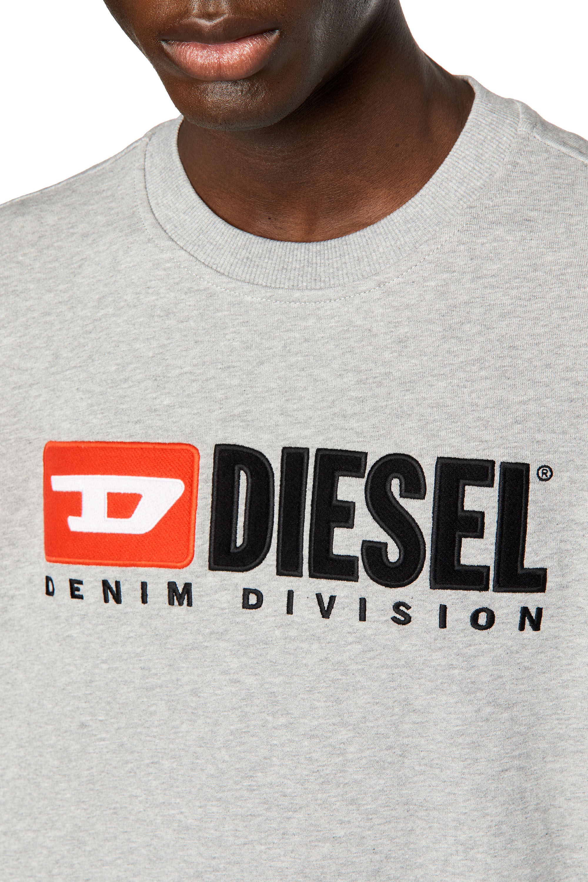 Diesel - S-GINN-DIV, Man Sweatshirt with logo appliqué in Grey - Image 5