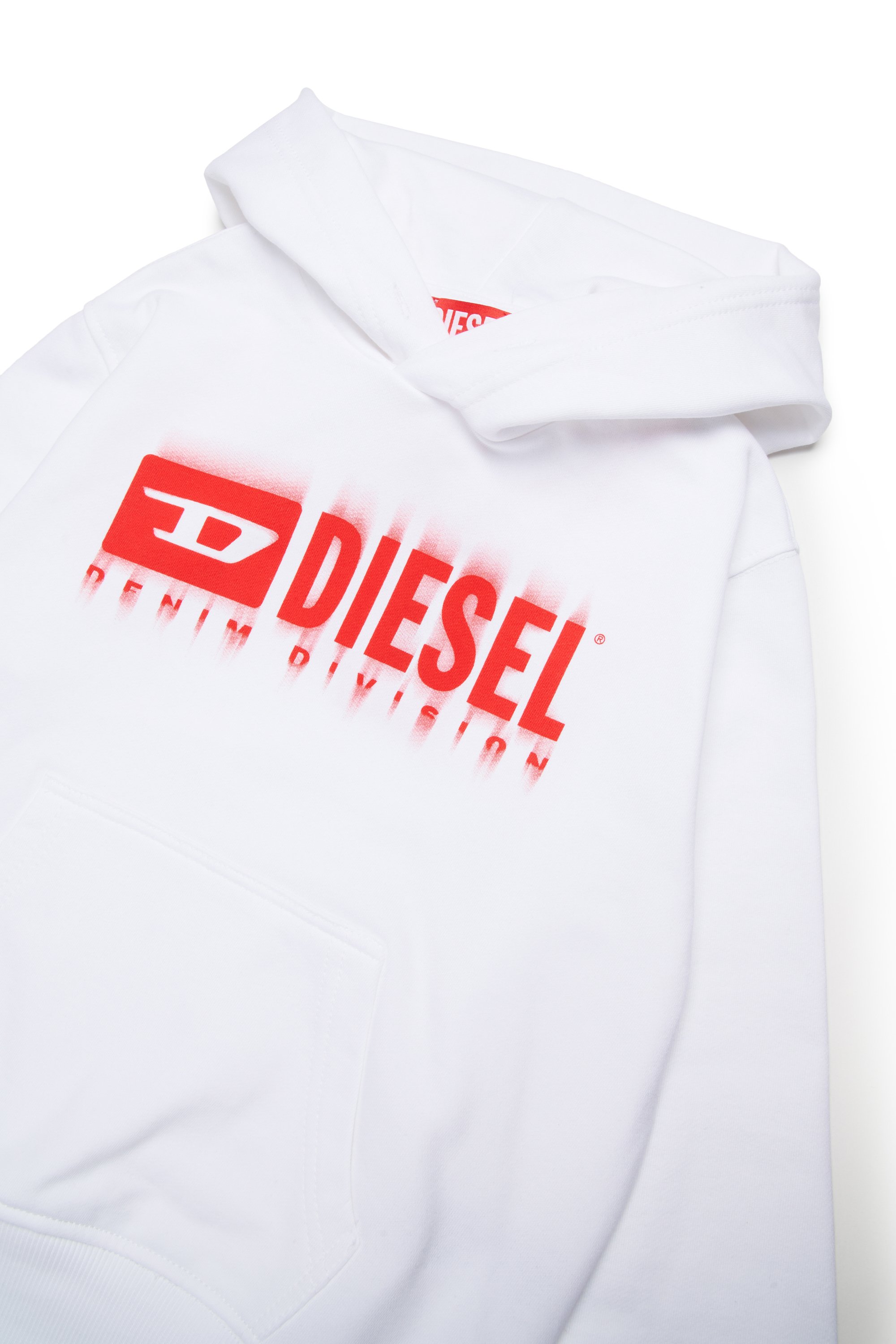 Diesel - SGINNHOODL5 OVER, Herren Hoodie mit verschmiertem Logo in Weiß - 3