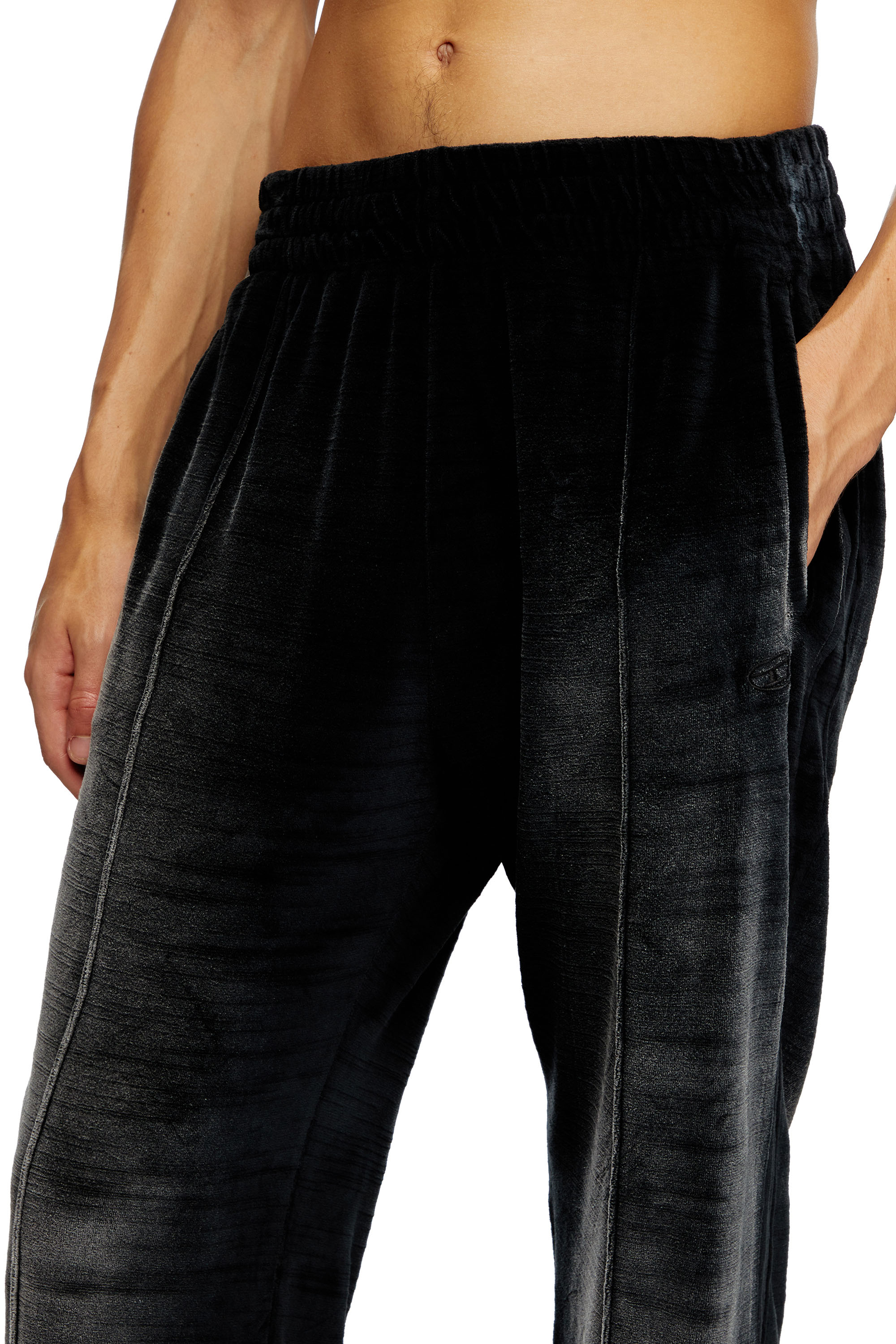 Diesel - P-OZAMP-BAND, Herren Trackhose aus verblasster Chenille in Schwarz - 5