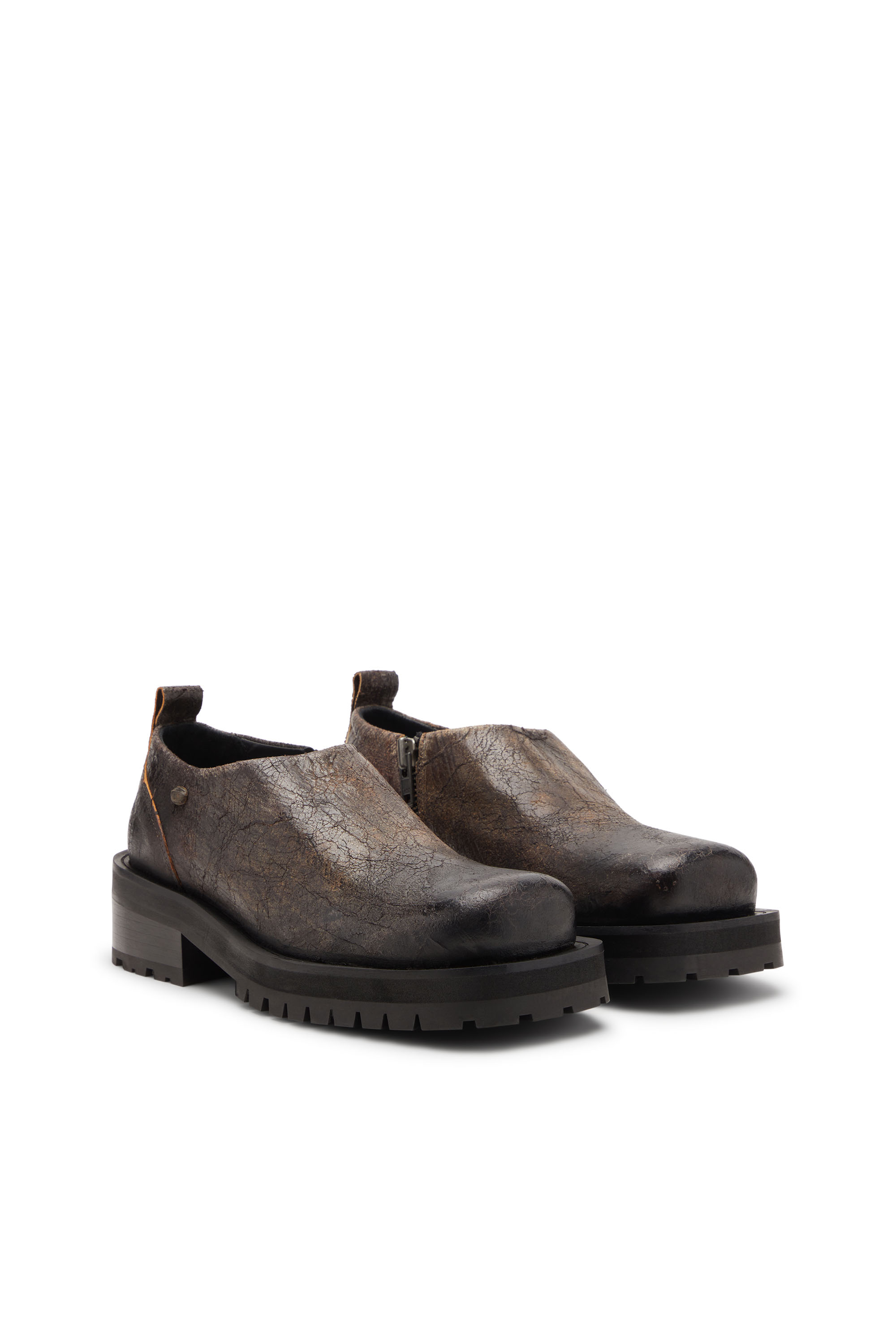 Diesel - D-TEXAN CLOG, Herren D-Texan-Schuhe mit Reißverschluss aus Wildleder in vielgetragener gerissener Optik in Braun - 2