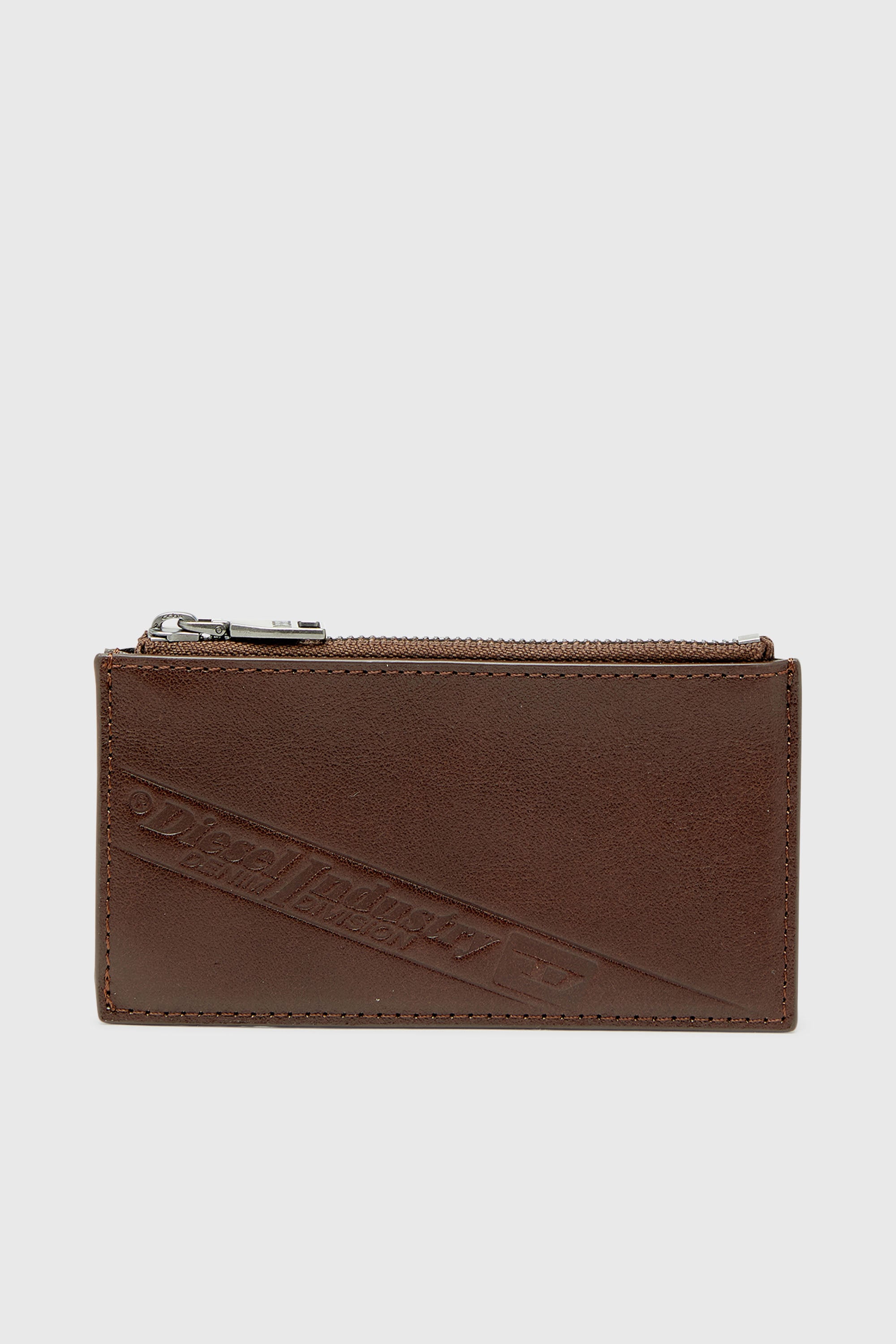Diesel - FLAG-D CARD HOLDER III, Herren Leder-Kartenetui mit Rei&szlig;verschluss in Braun - 1