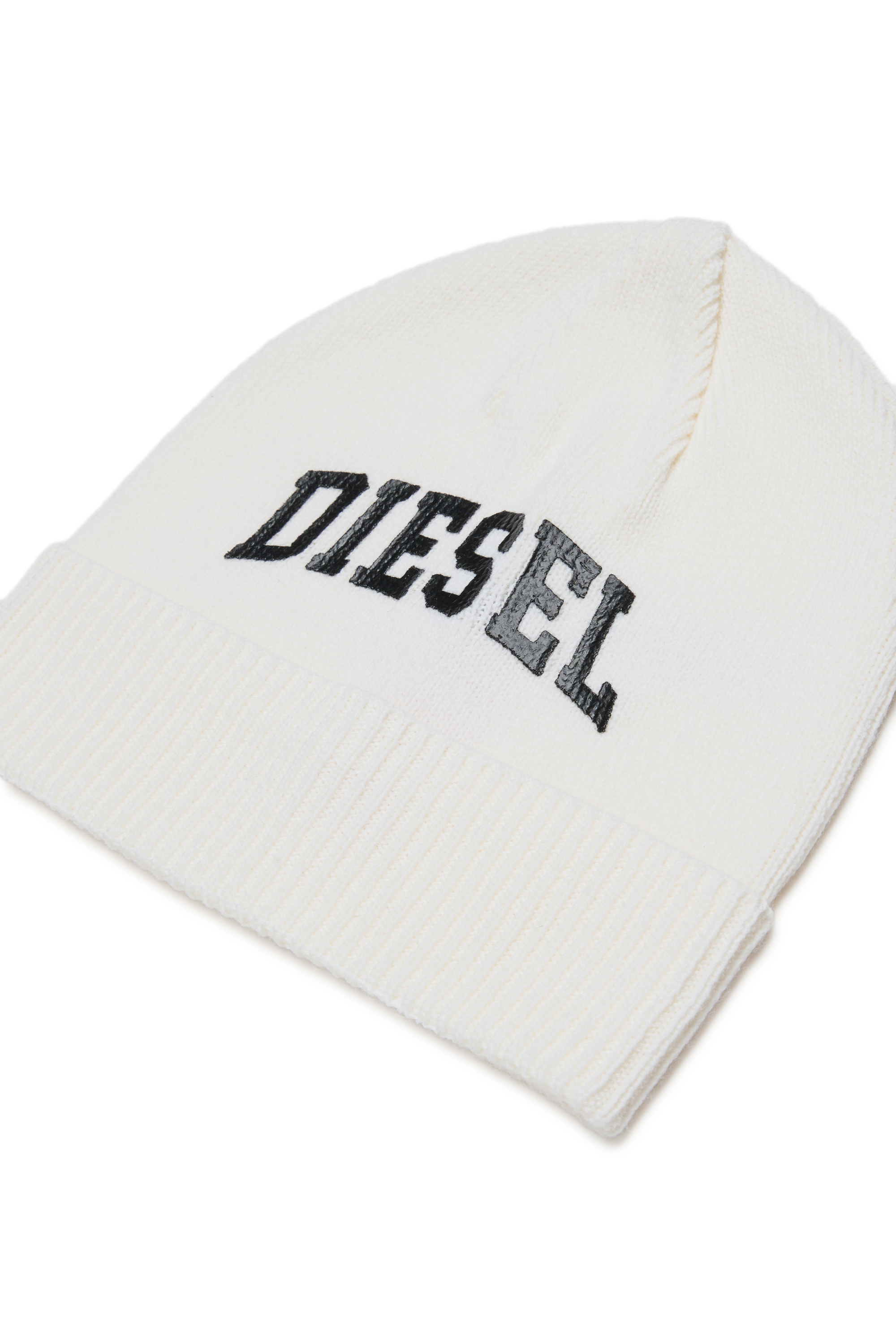 Diesel - FBAND, Unisex's Wool-blend beanie with logo in White - 3