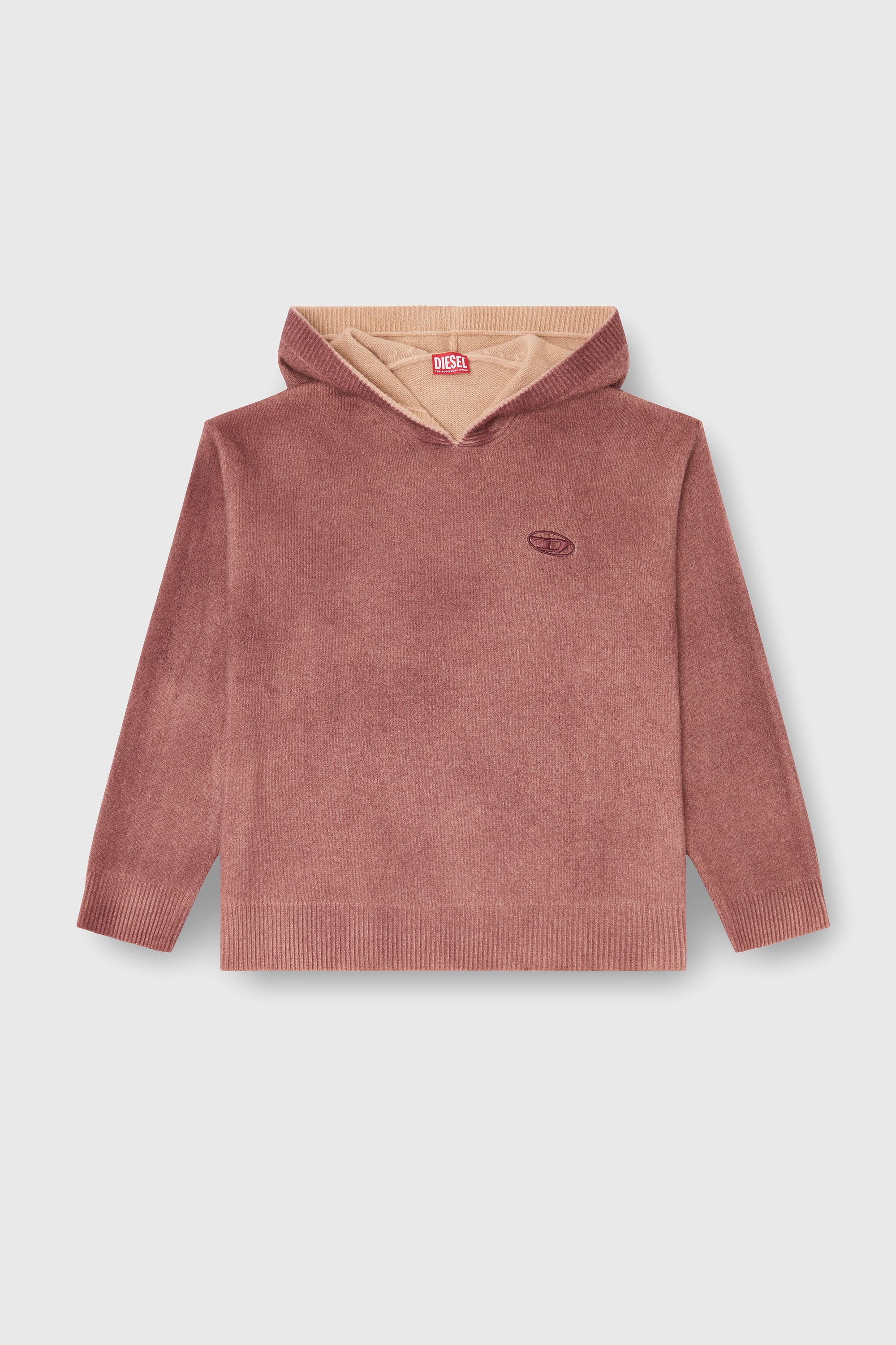 Diesel - K-PICKLED, Herren Doppelt gef&auml;rbtes Hoodie aus Wollmischstrick in Braun - 2