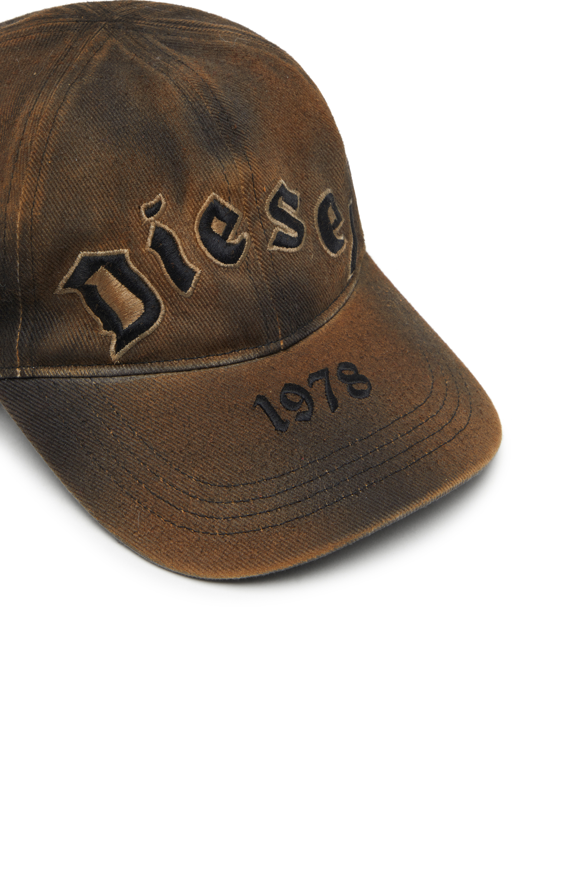 Diesel - C-SELGOT, Herren Baseballkappe aus Baumwoll-Twill mit Used-Effekt in Braun - 3