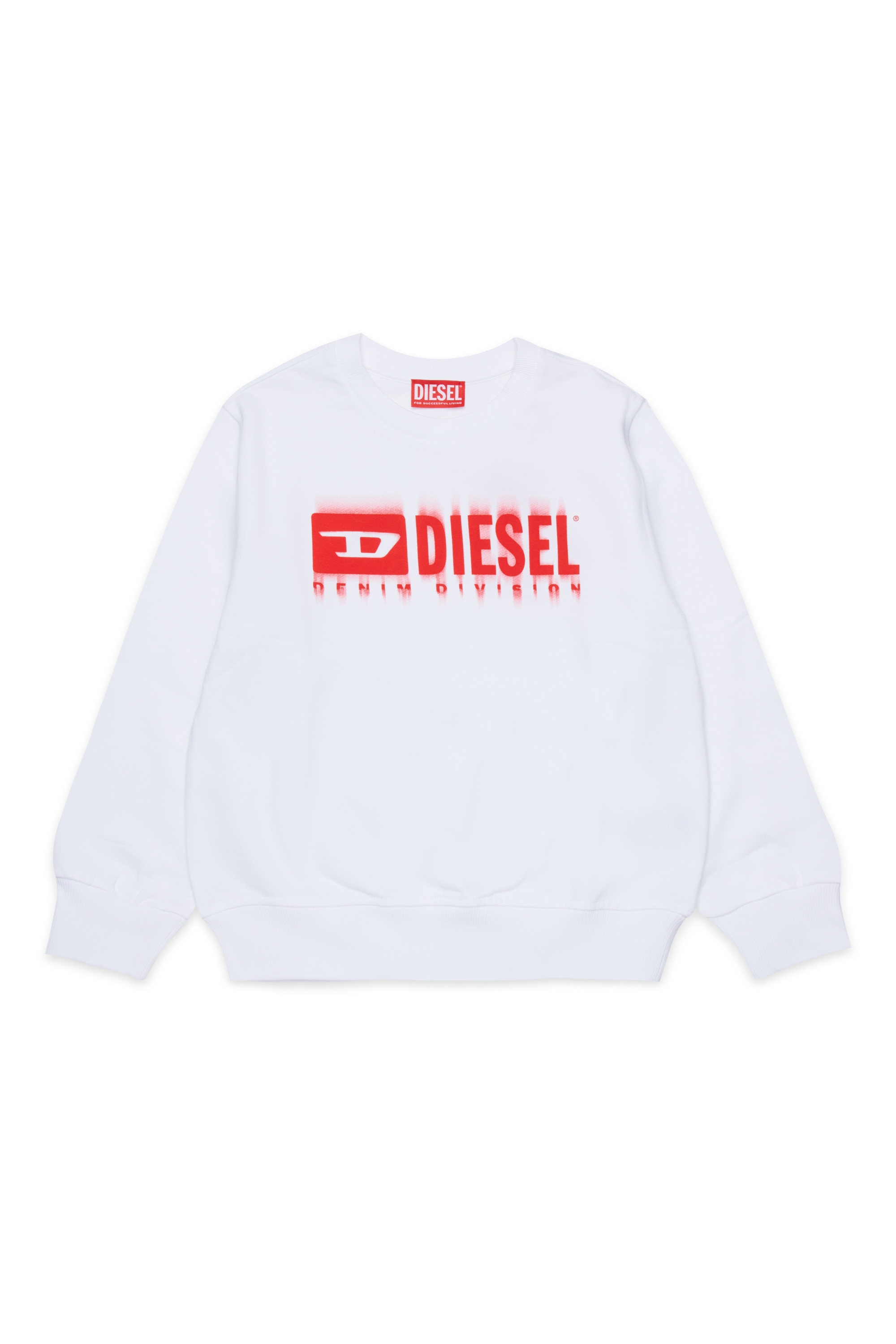 Diesel - SGINNL8 OVER, Herren Sweatshirt mit verschmiertem Logo in Weiß - 1