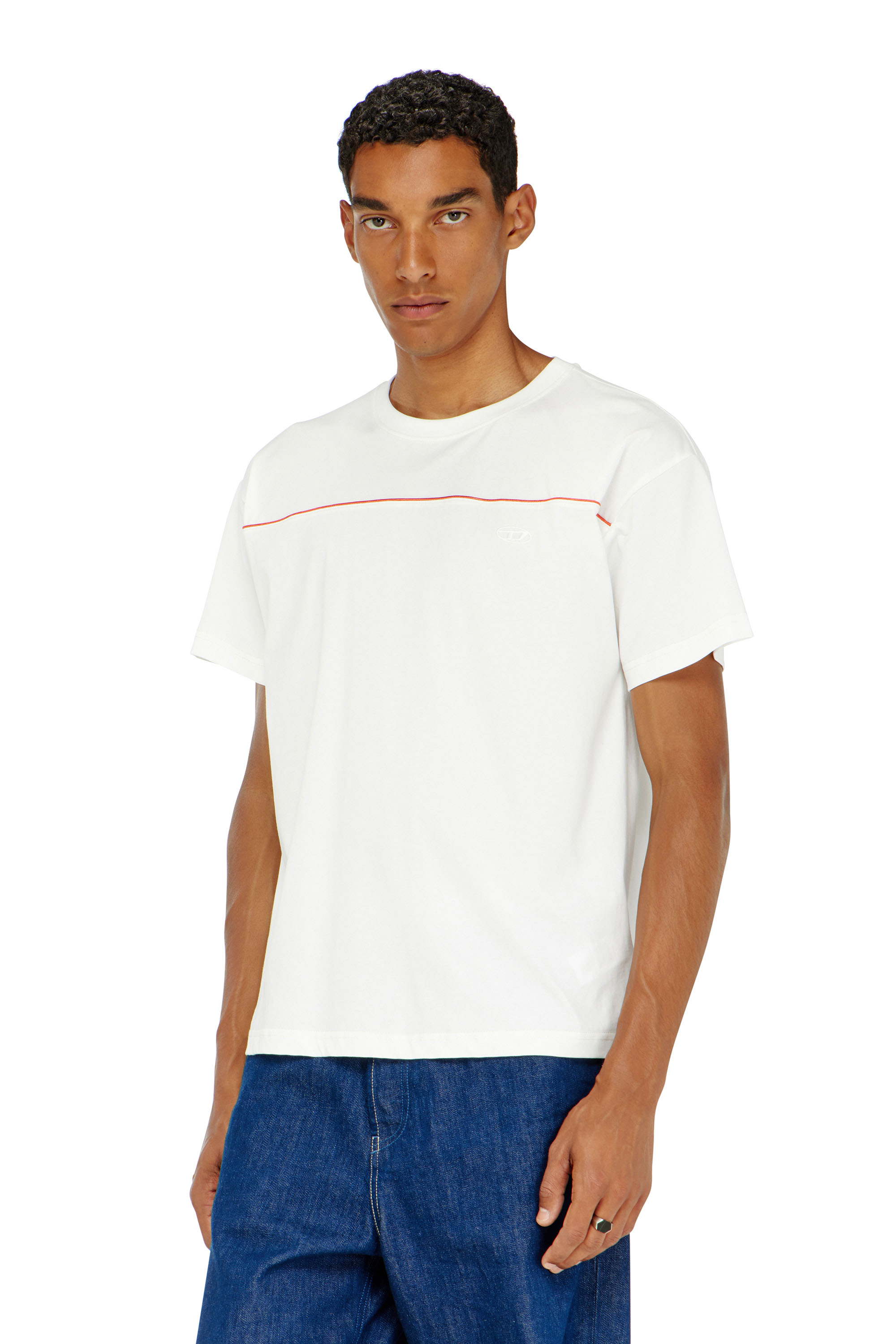 Diesel - T-NORM-PIPING, Herren T-Shirt mit kontrastierenden Paspeln in Wei&szlig; - 1