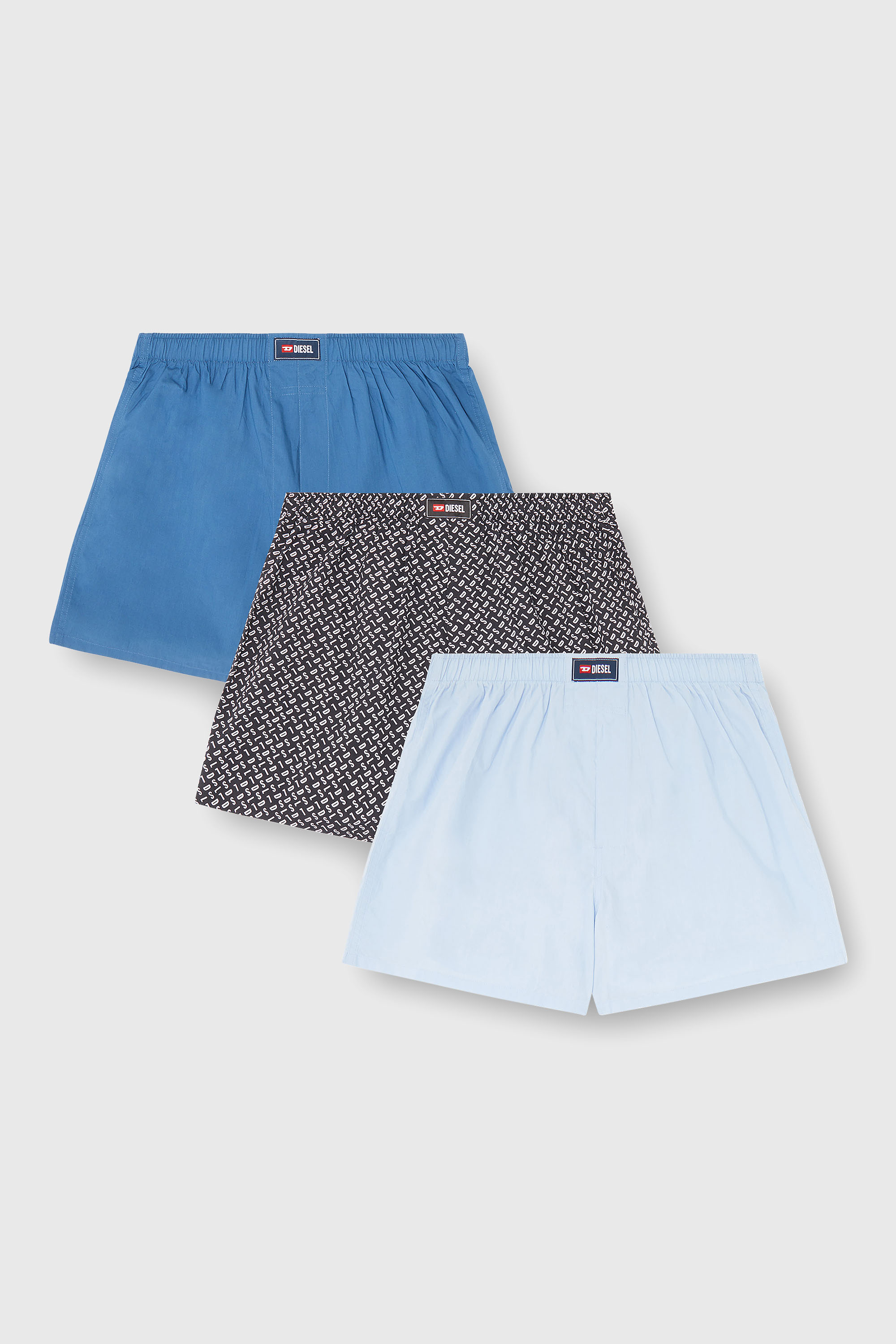 Diesel - RYAN-D-CORE-3PACK, Man's Three-pack cotton boxers solid and all-over DSL print in Multicolor - 1