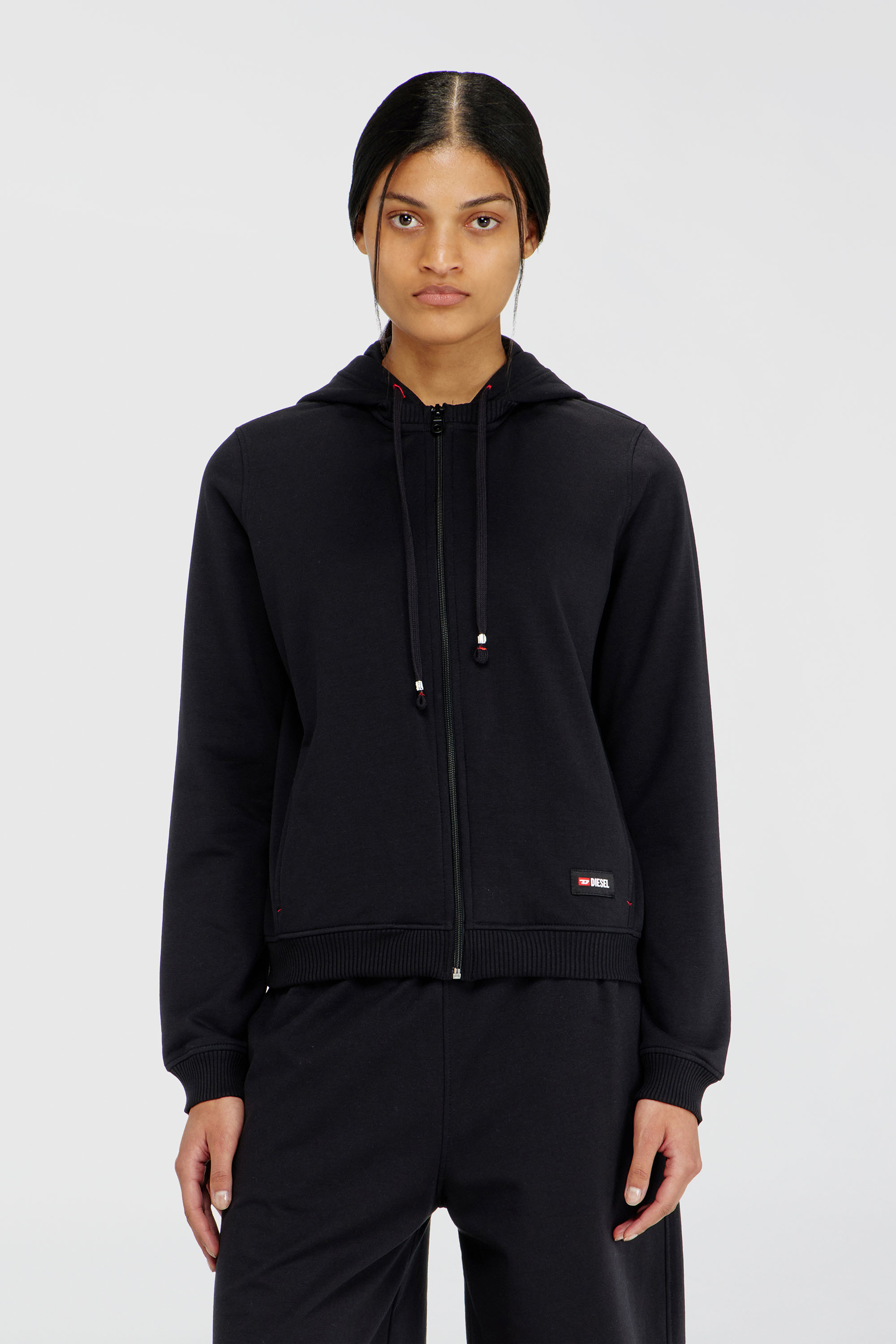 Diesel - HARRIET-D-CORE, Damen Kapuzenpullover aus aufgerauter Baumwollmischung in Schwarz - 2