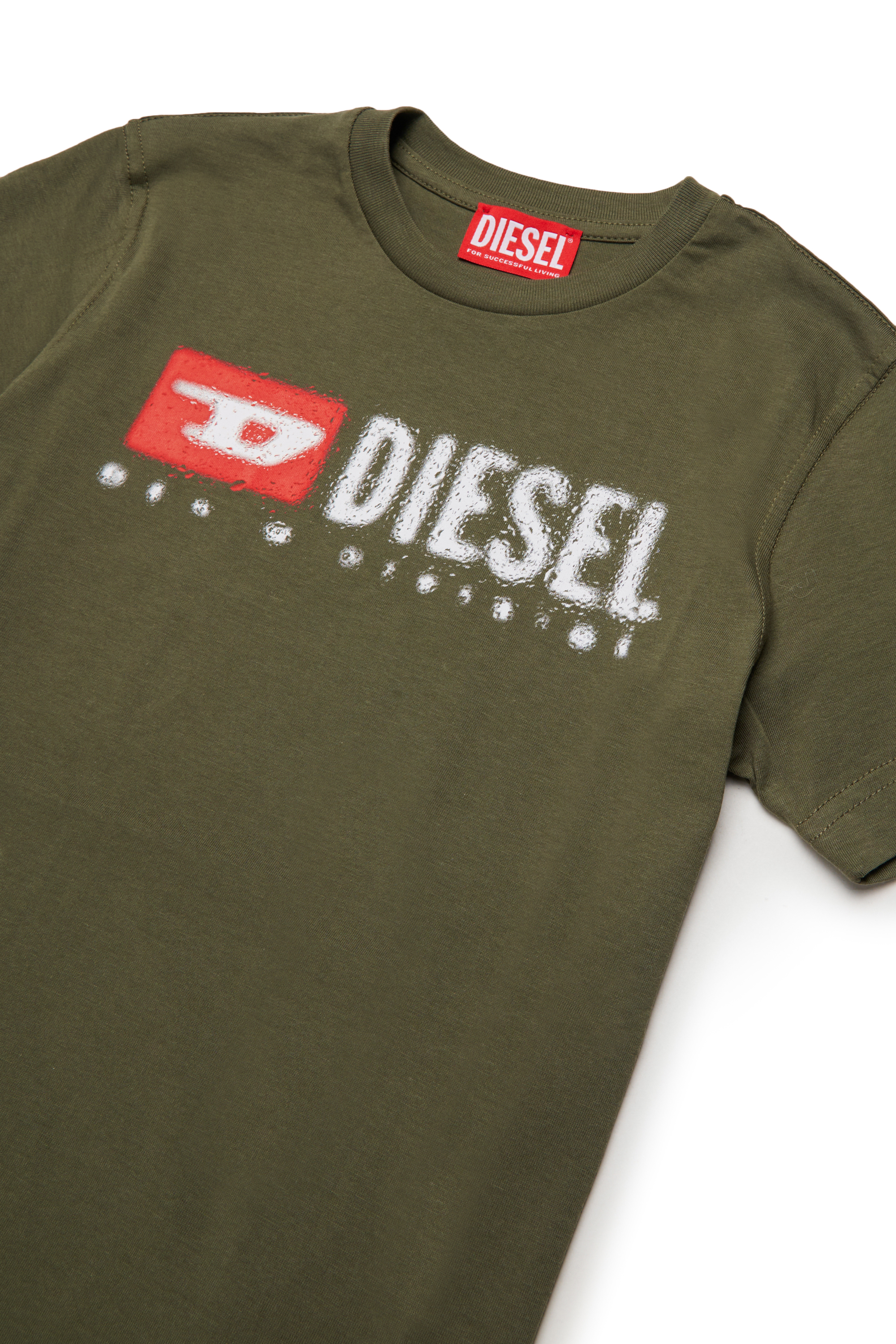 Diesel - TADJUSTK14, Herren Baumwoll-T-Shirt mit aufgedrucktem Logo in Armeegrün - 3