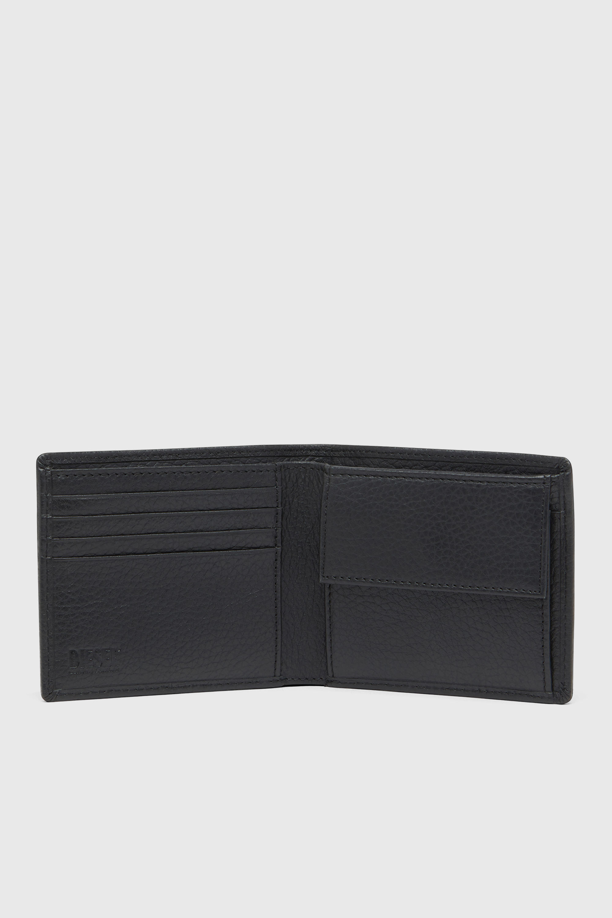 Diesel - BI FOLD COIN S, Herren Faltportemonnaie aus genarbtem Leder in Schwarz - 3
