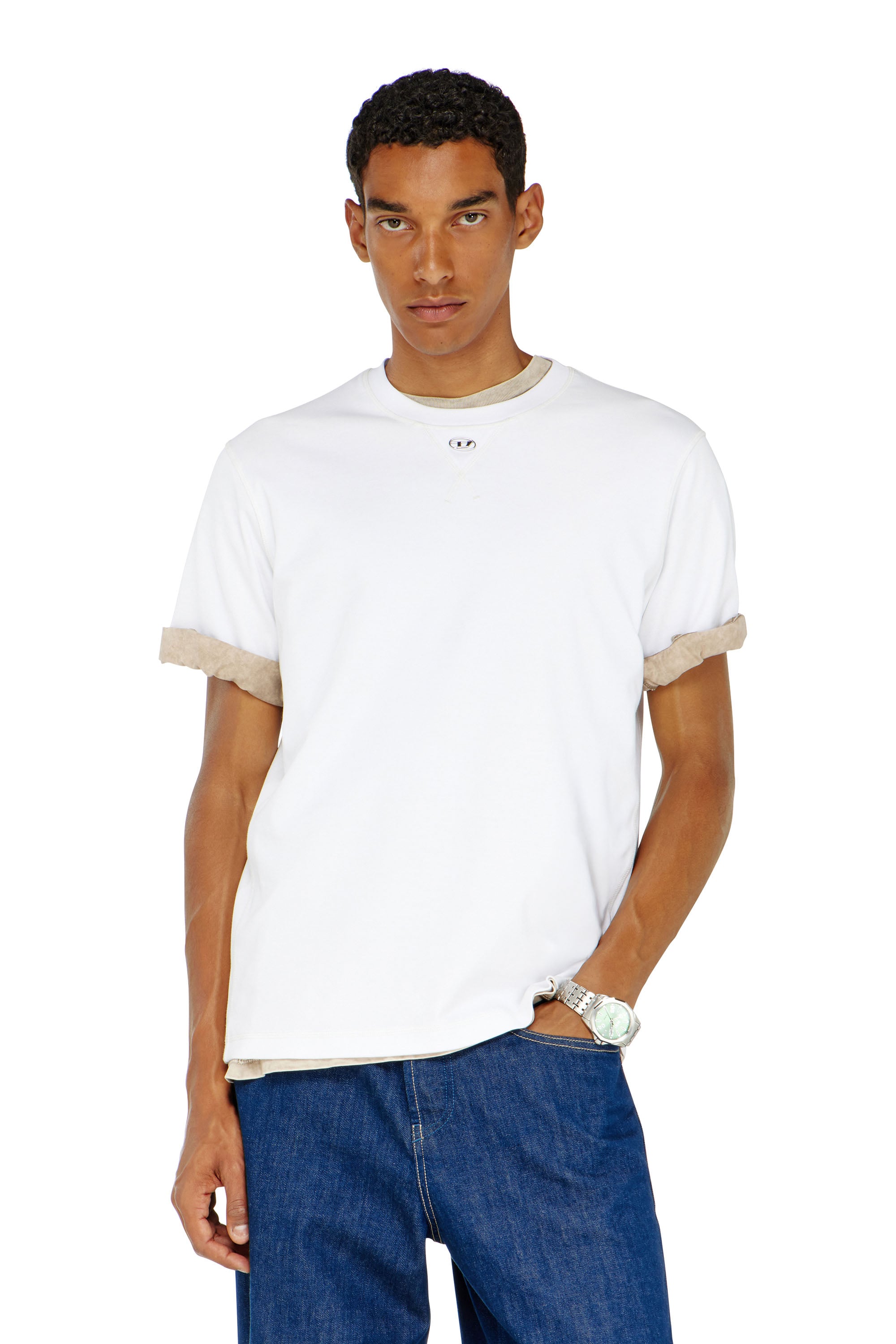 Diesel - T-MADJUST-TR, Herren Regul&auml;res T-Shirt mit Rundhalsausschnitt und ovalem D in Wei&szlig; - 1