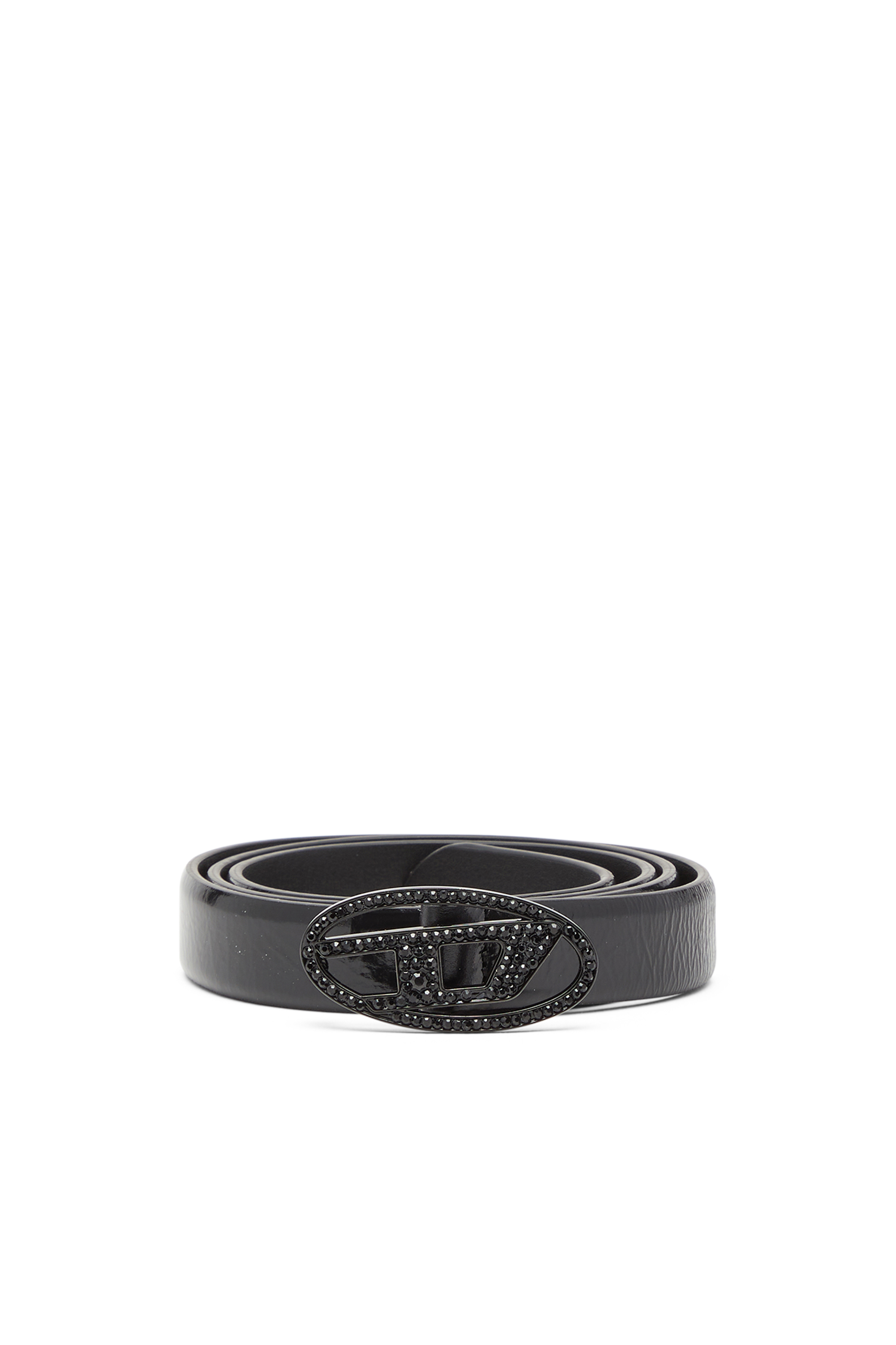 Diesel - B-1DR STRASS 20, Damen 2 cm breiter Ledergürtel mit Kristallschließe in Schwarz - 1