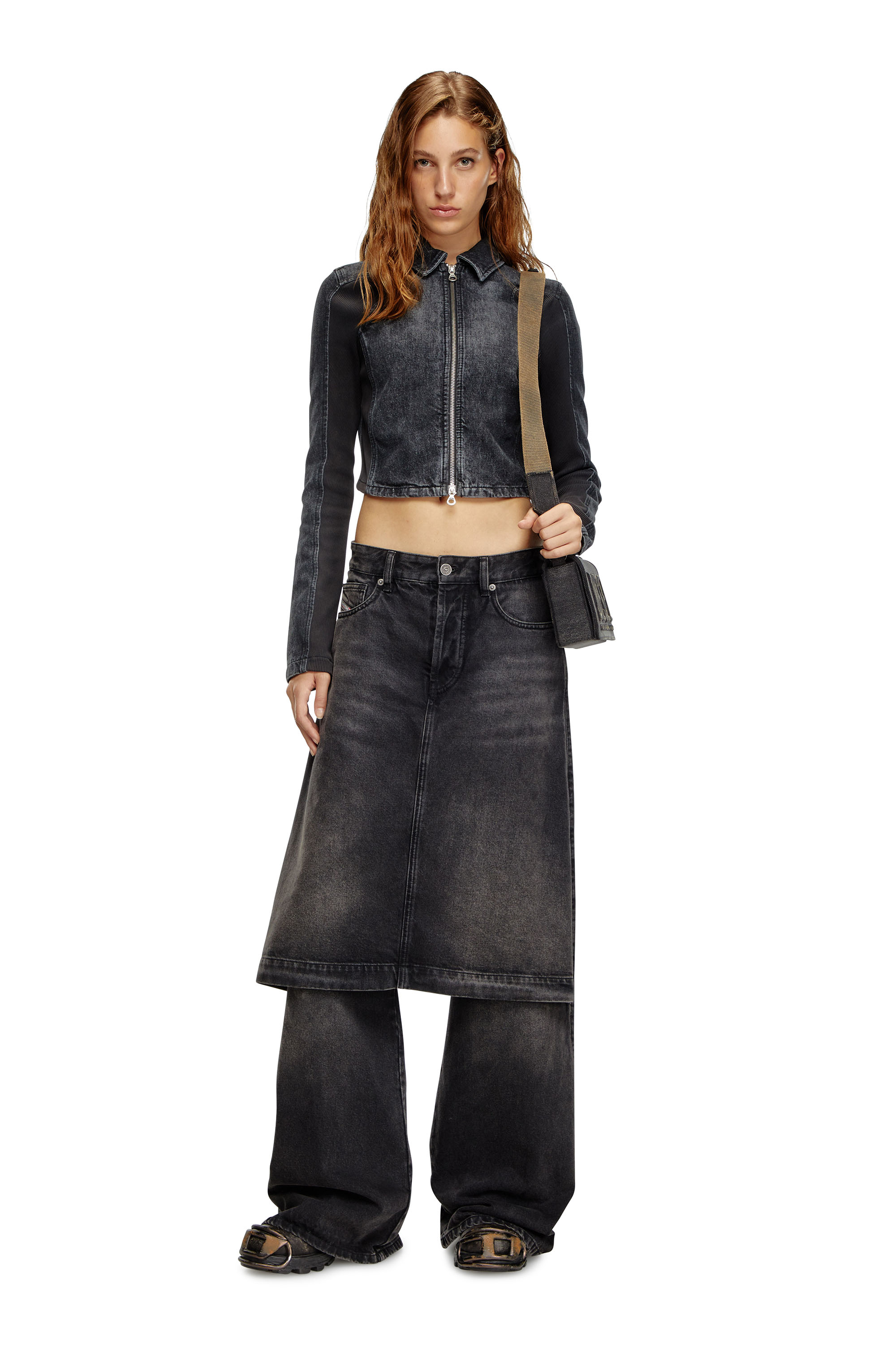 Diesel - Damen Straight Jeans D-Syren 0CBDG, Schwarz/Dunkelgrau - Image 1