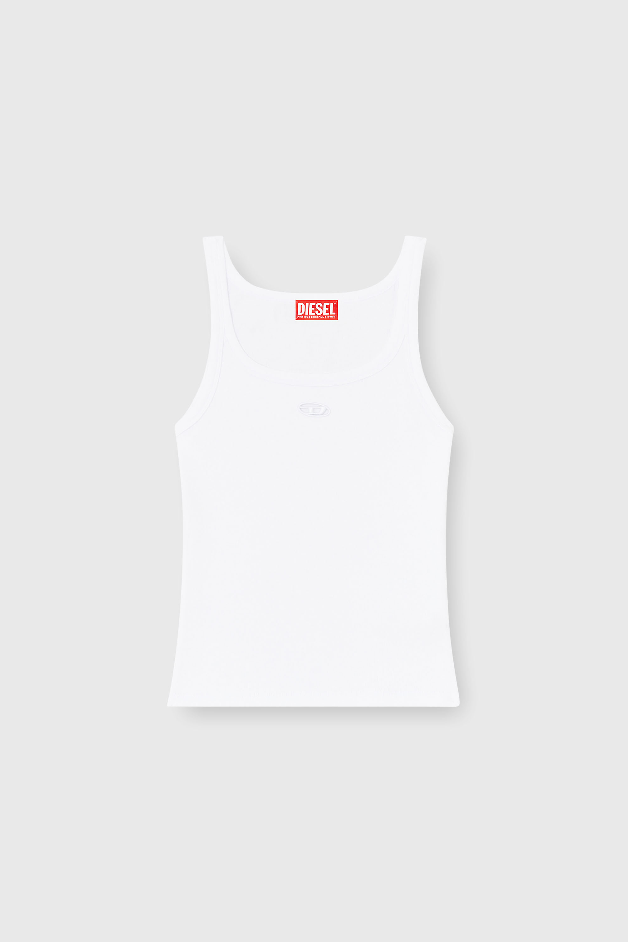 Diesel - T-WIFE-OD, Damen Schmales Tanktop mit lasergeschnittenem Oval D in Wei&szlig; - 2