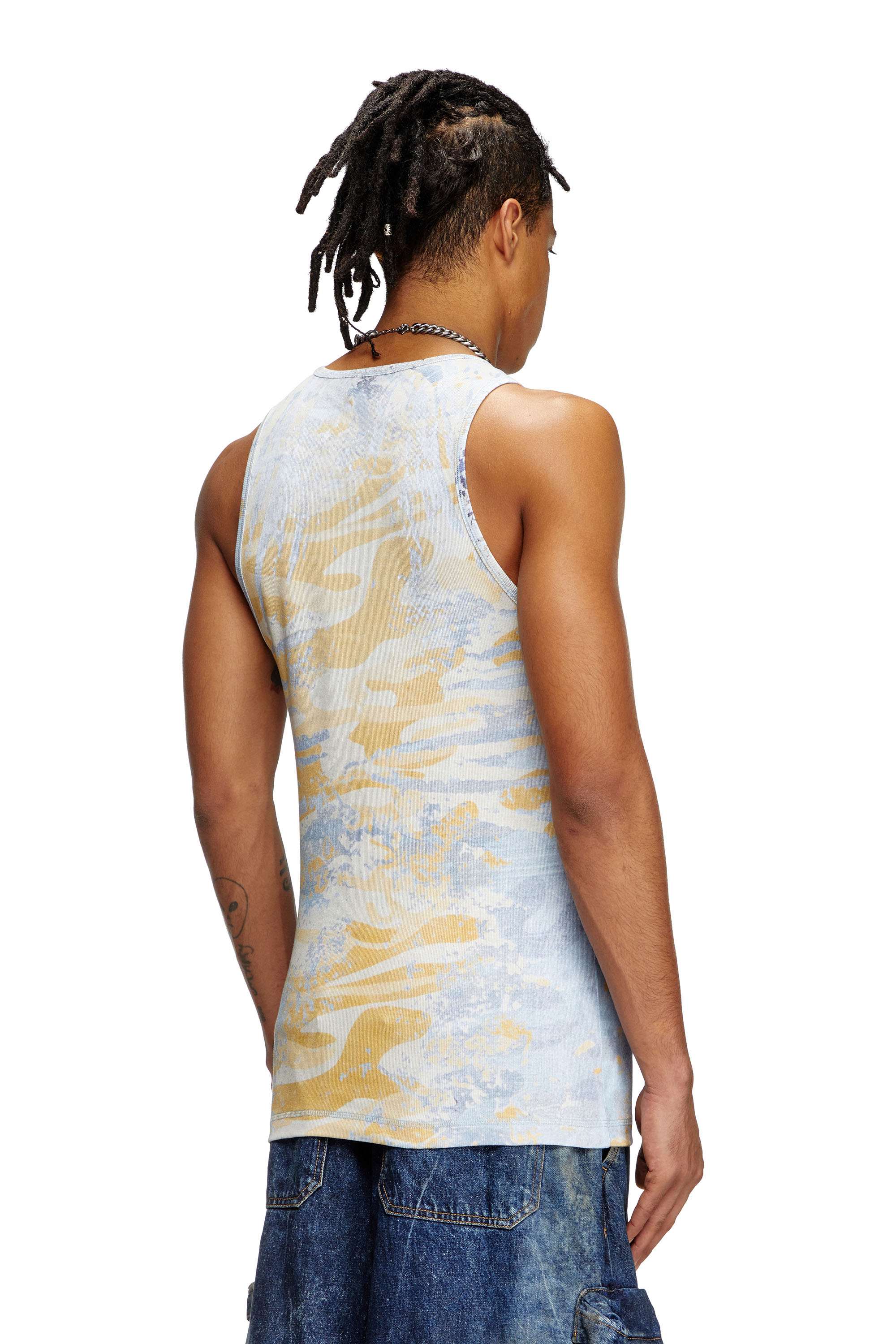 Diesel - T-LIFTY-DD, Unisex Camouflage-Tanktop aus Baumwollstretch in Blau/Gelb - 3