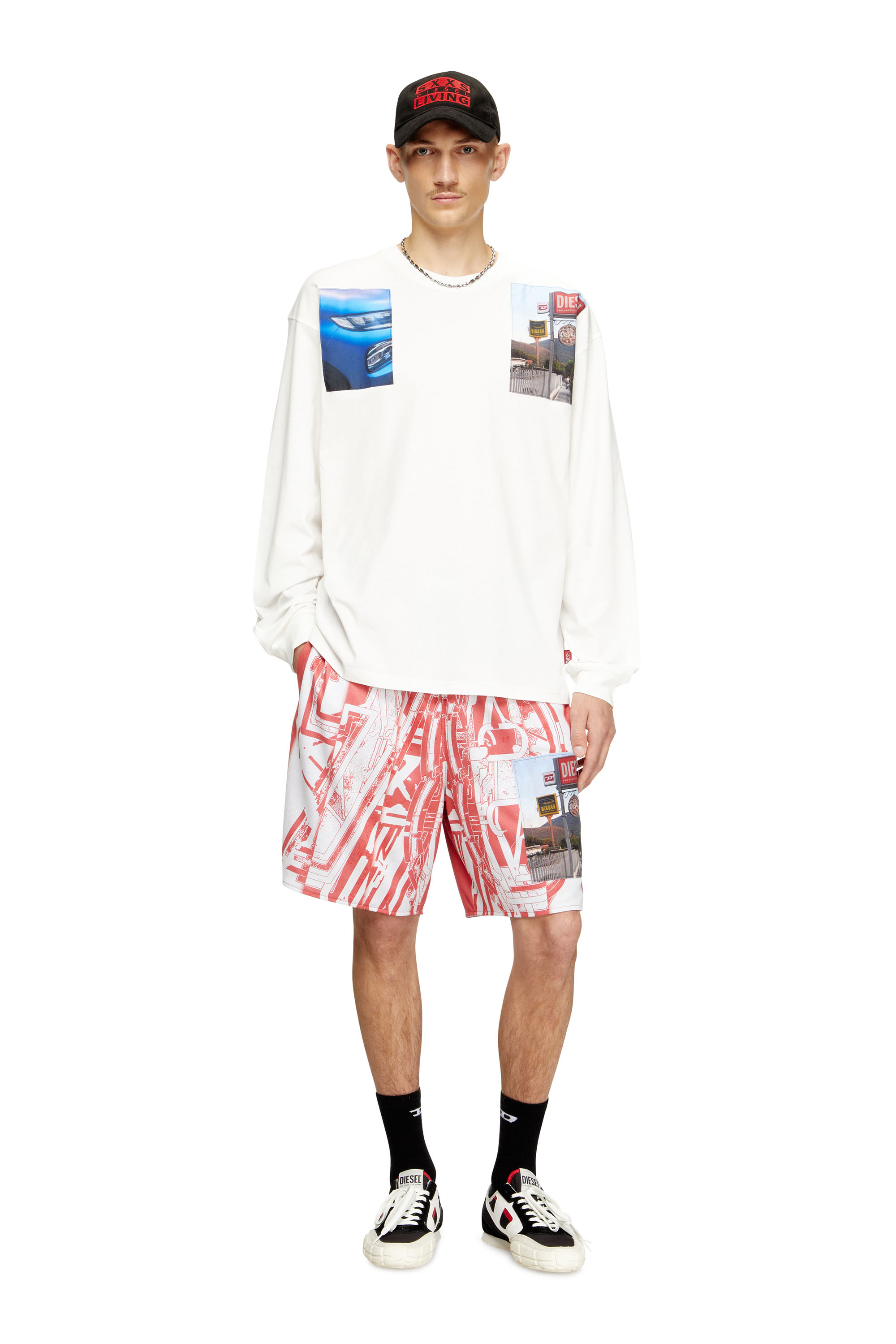 Diesel - T-BOXT-LS-T5, Herren Langarm-T-Shirt mit Logo-Foto-Patches in Weiß - 3