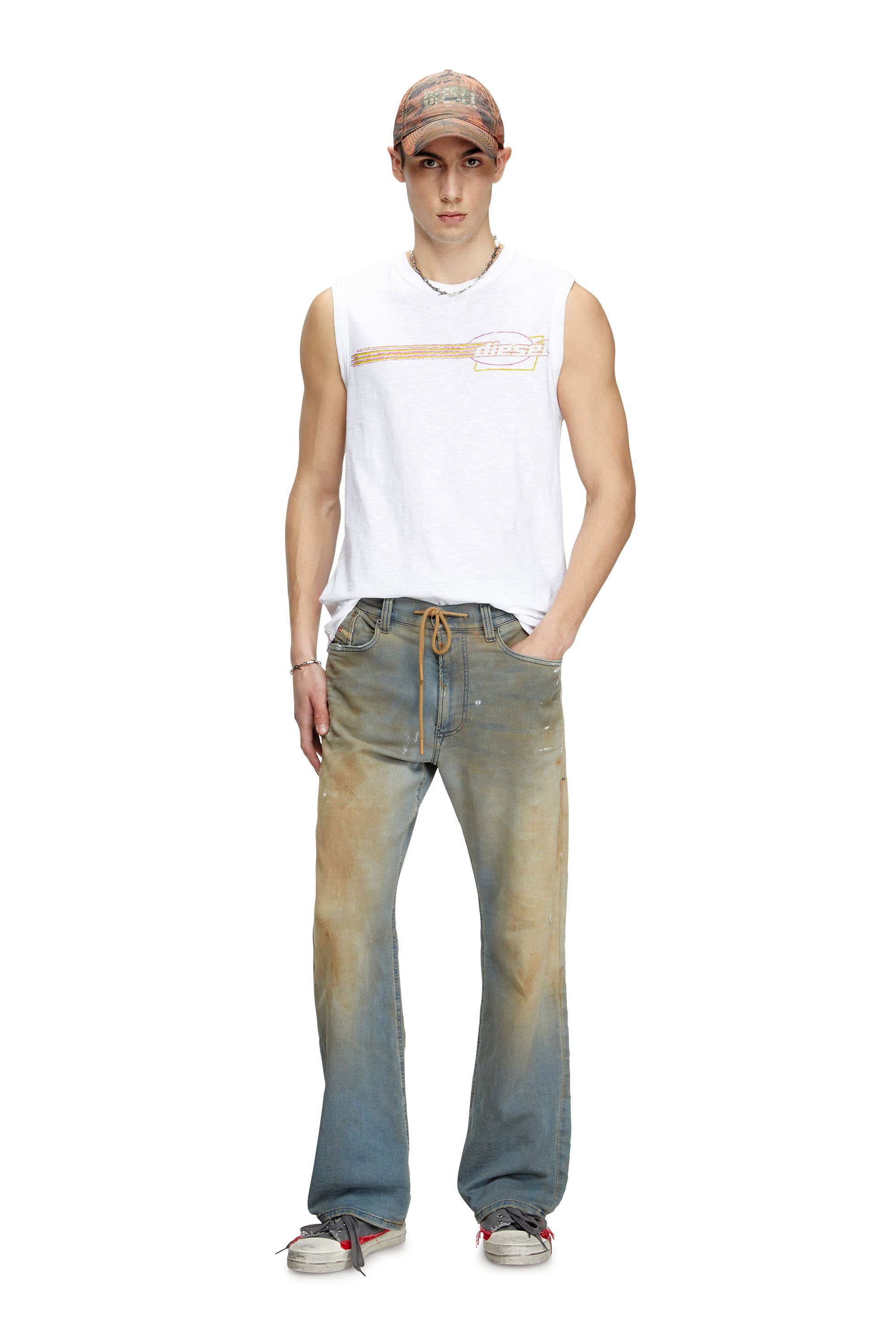 Diesel - T-BISCO-R3, Herren Grobes Tanktop mit beflocktem Logo-Print in Weiß - 2