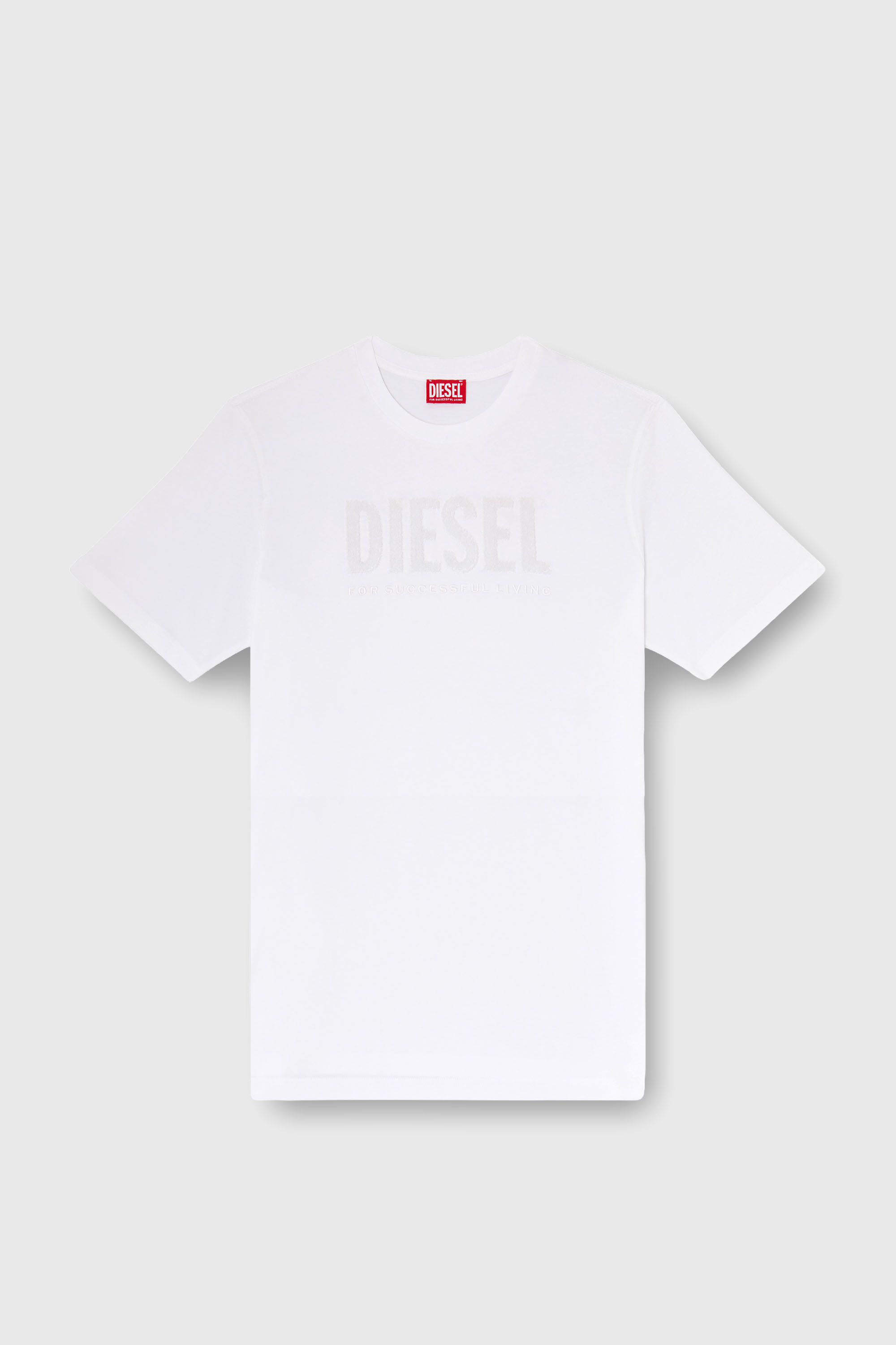 Diesel - T-JUST-OVA-T92, Herren T-Shirt aus Baumwolle mit tonalem Diesel-Logoprint in Wei&szlig; - 2