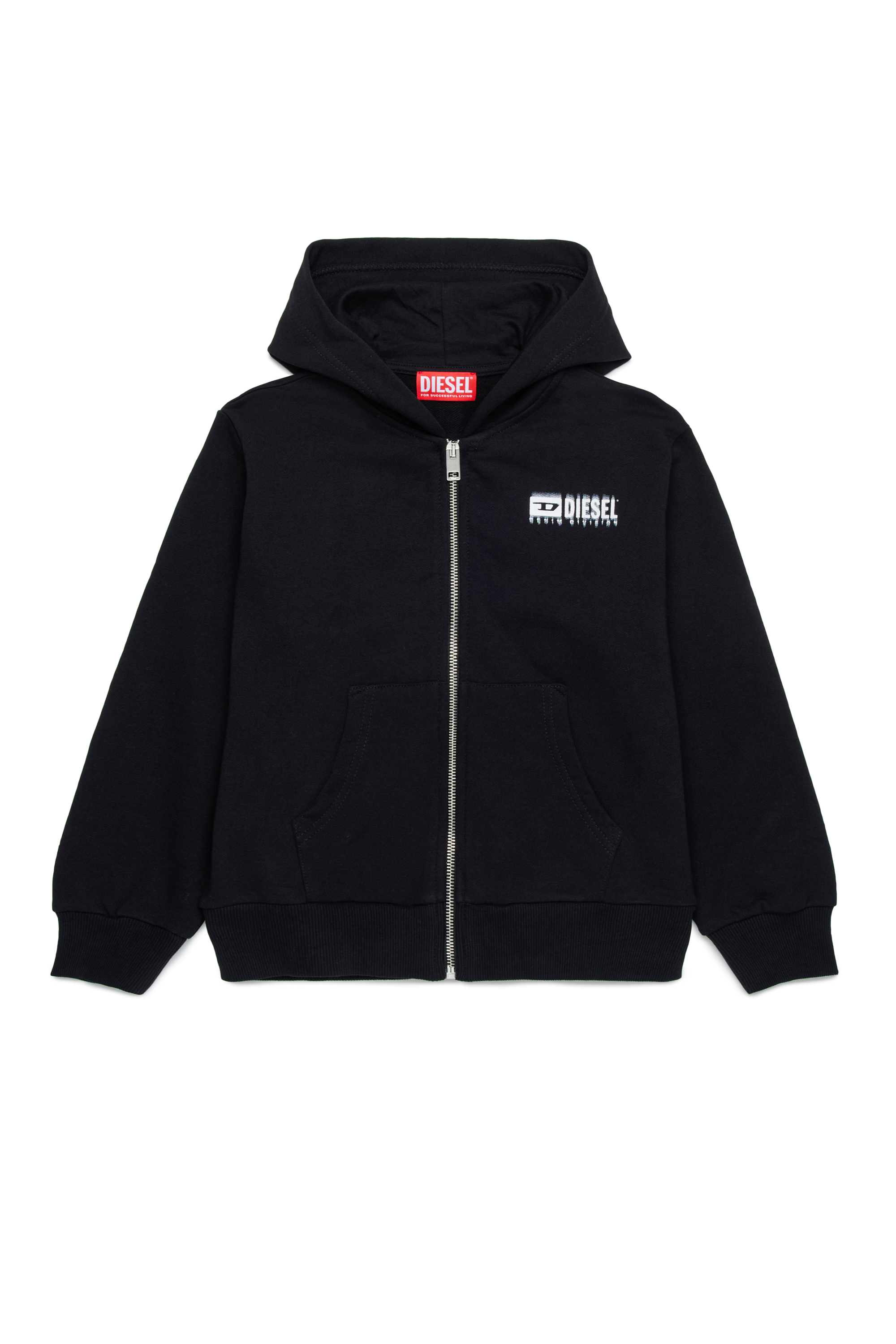 Diesel - SVOUGZIP OVER, Herren Reißverschluss-Hoodie mit verschmiertem Logo in Schwarz - 1