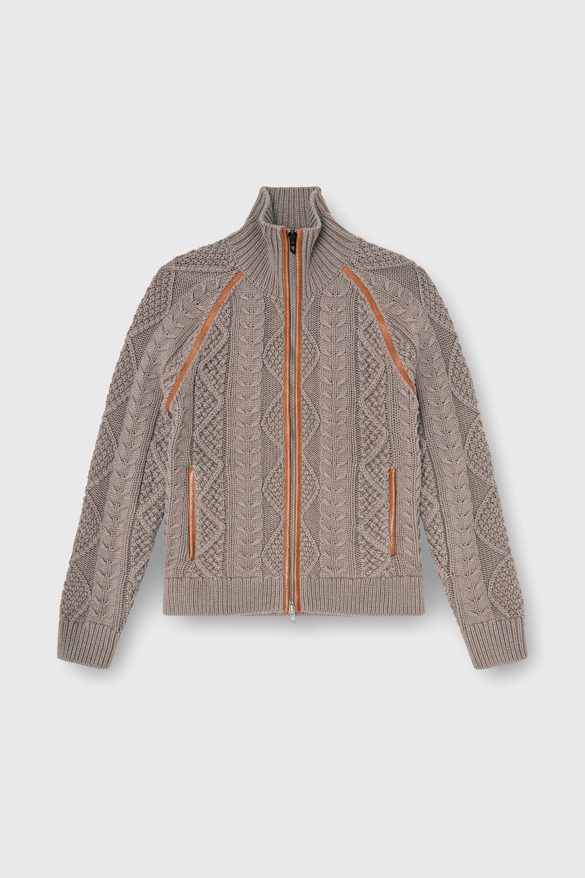 Diesel - K-INOKI, Herren Zip-Cardigan aus Zopfmusterstrick in Grau - 2
