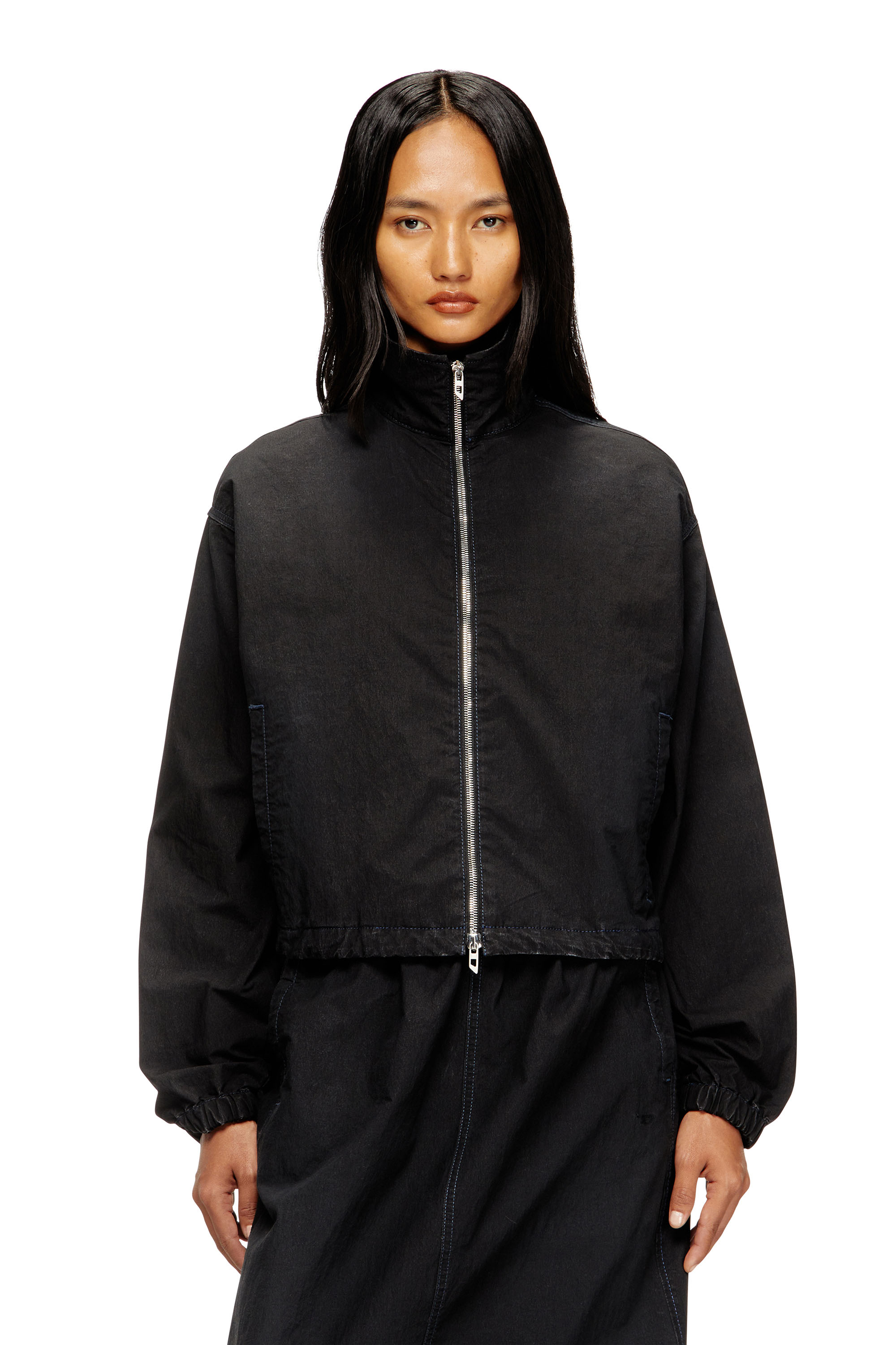 Diesel - DE-SANDERZ JOGG, Damen Technische hochgeschlossene Jacke aus JoggJeans in Schwarz - 1