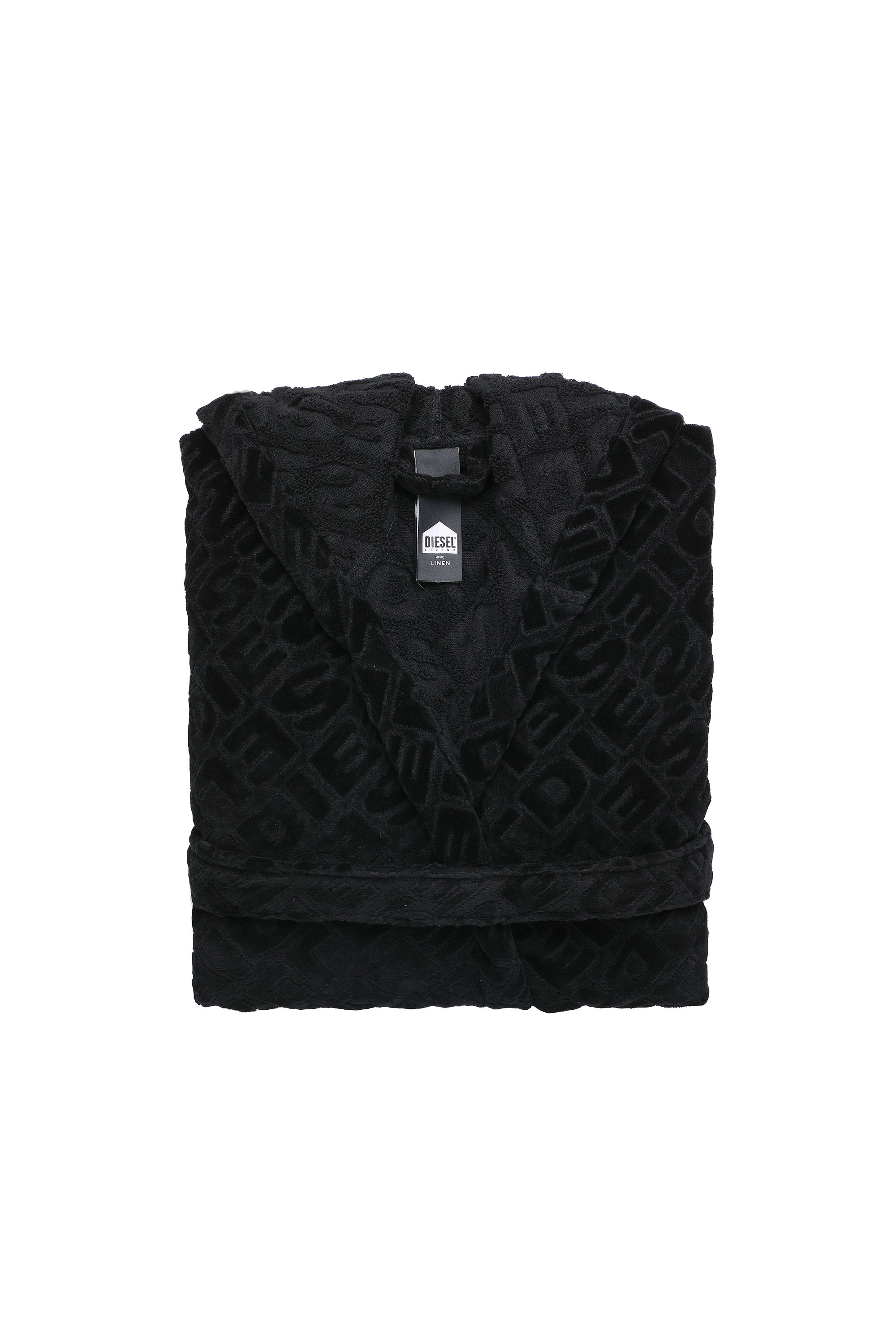 Diesel - ACC  3DLOGO     CAP S/M, Unisex Bademantel mit Kapuze 3D LOGO, S/M in Schwarz - 1