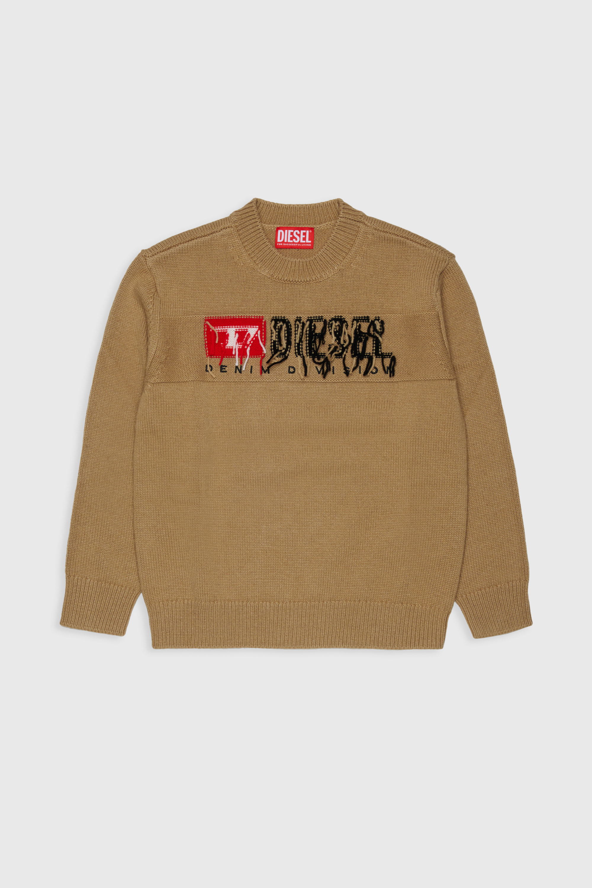 Diesel - KONZI OVER, Herren Pullover mit Kaschmir-Anteil und destroyed logo in Braun - 1
