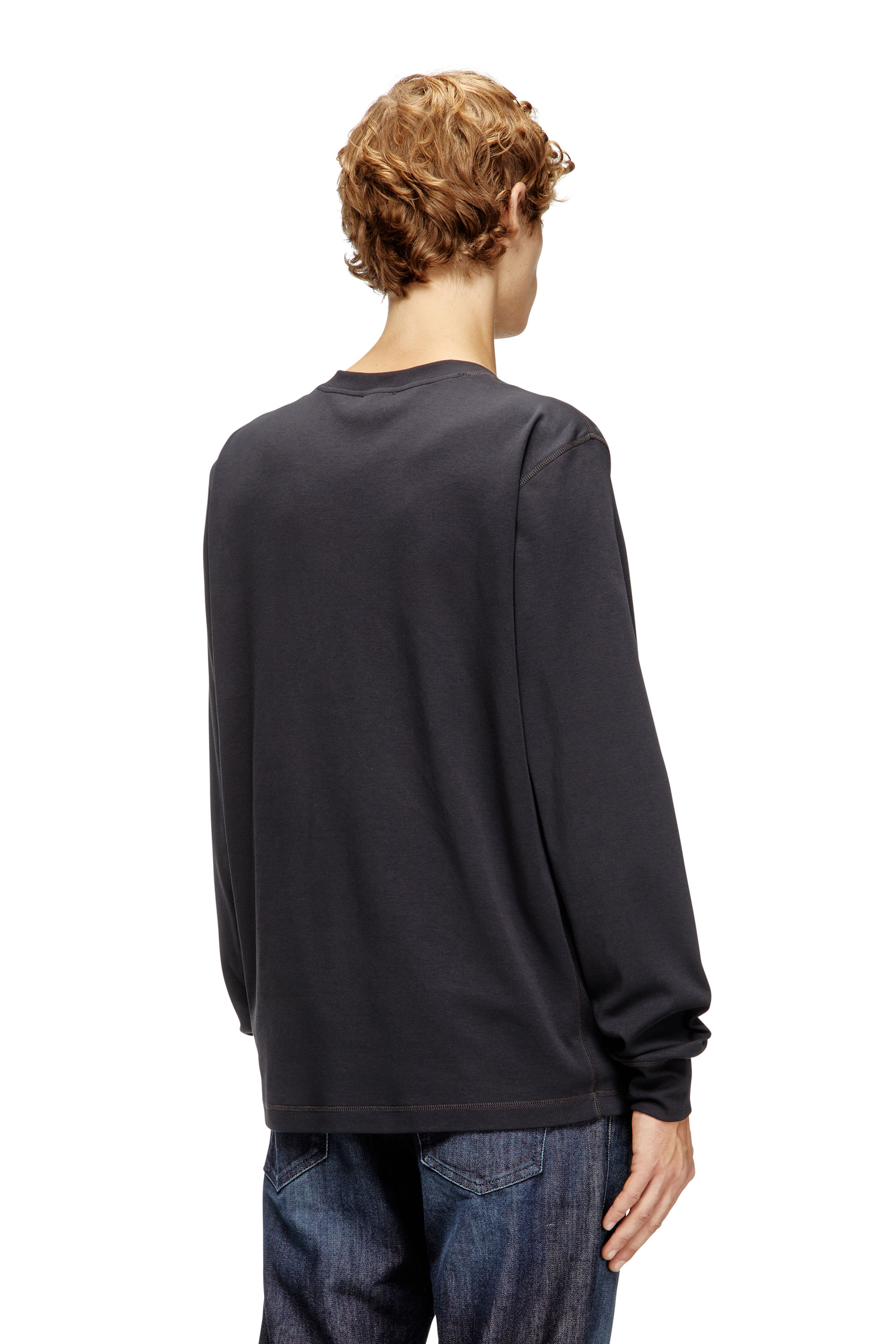 Diesel - T-MADJUST-LS-TR, Herren Baumwoll-Langarmshirt mit Oval D in Dunkelgrau - 4