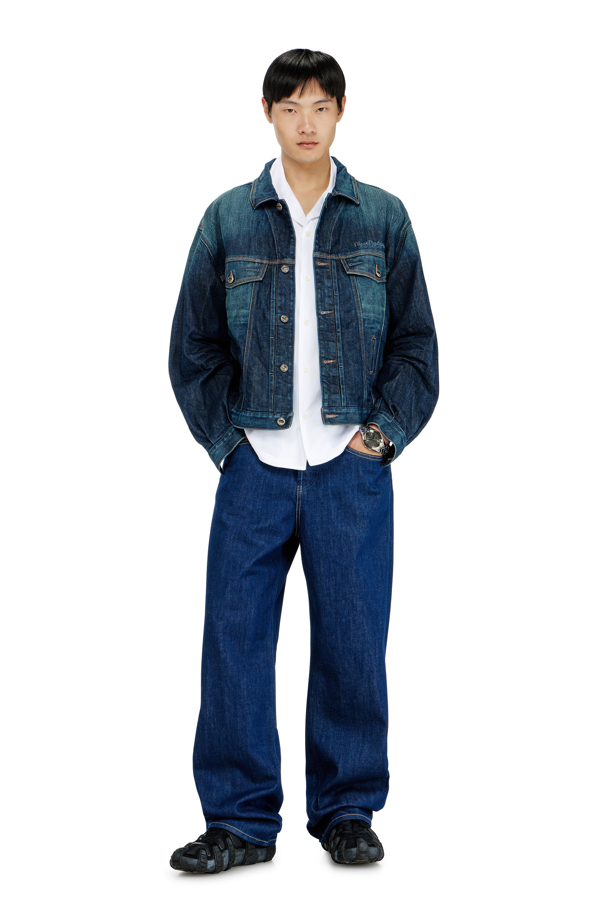 Diesel - S-MAC-GSBH, Herren Stretch-Popeline-Hemd mit Oval-D-Stickerei in Wei&szlig; - 2