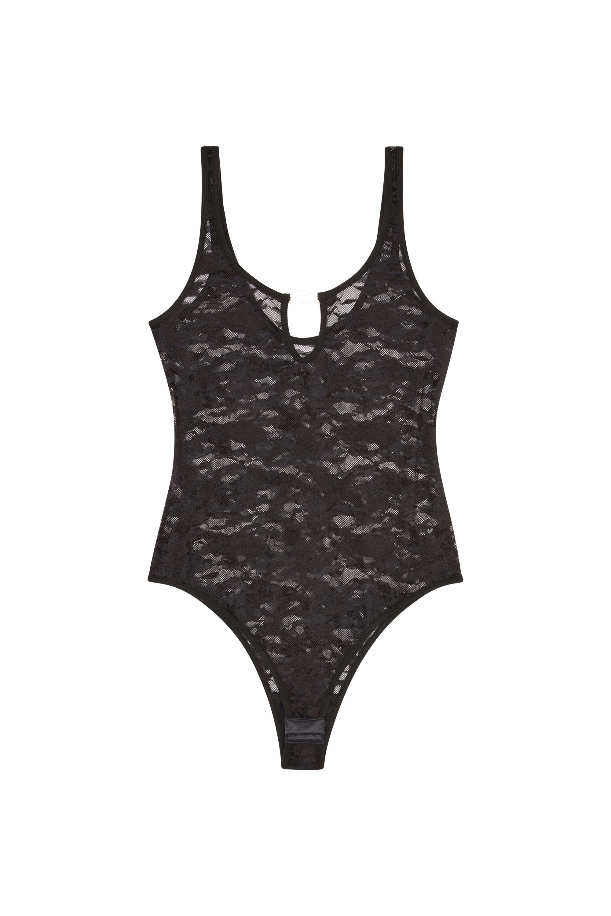 Diesel - UFBY-D-OVAL-LACE-BODYSUIT, Damen Camouflage-Spitzen-Bodysuit mit Oval D-Plakette in Schwarz - 2