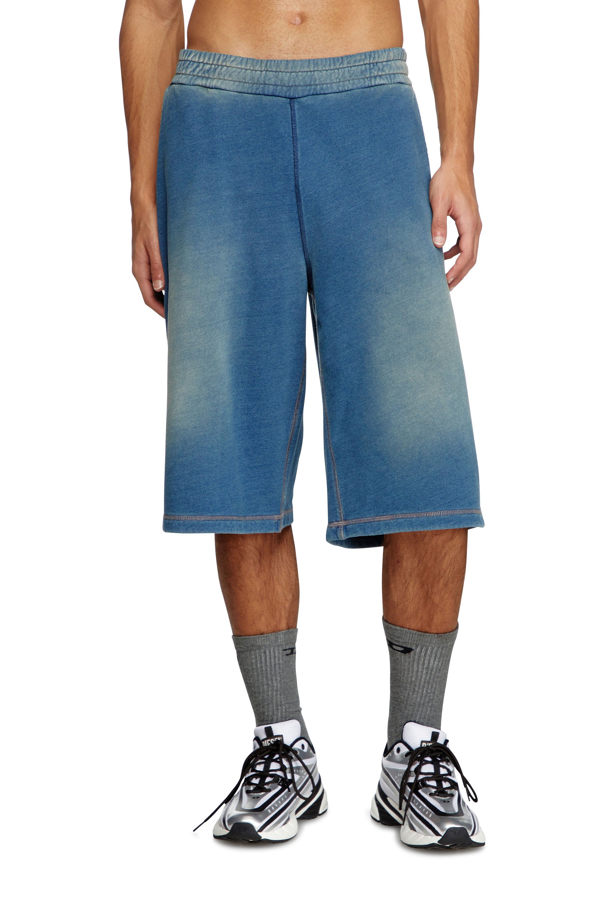 Diesel - P-CERCHIO, Man's Faded indigo sweat shorts in null - 1