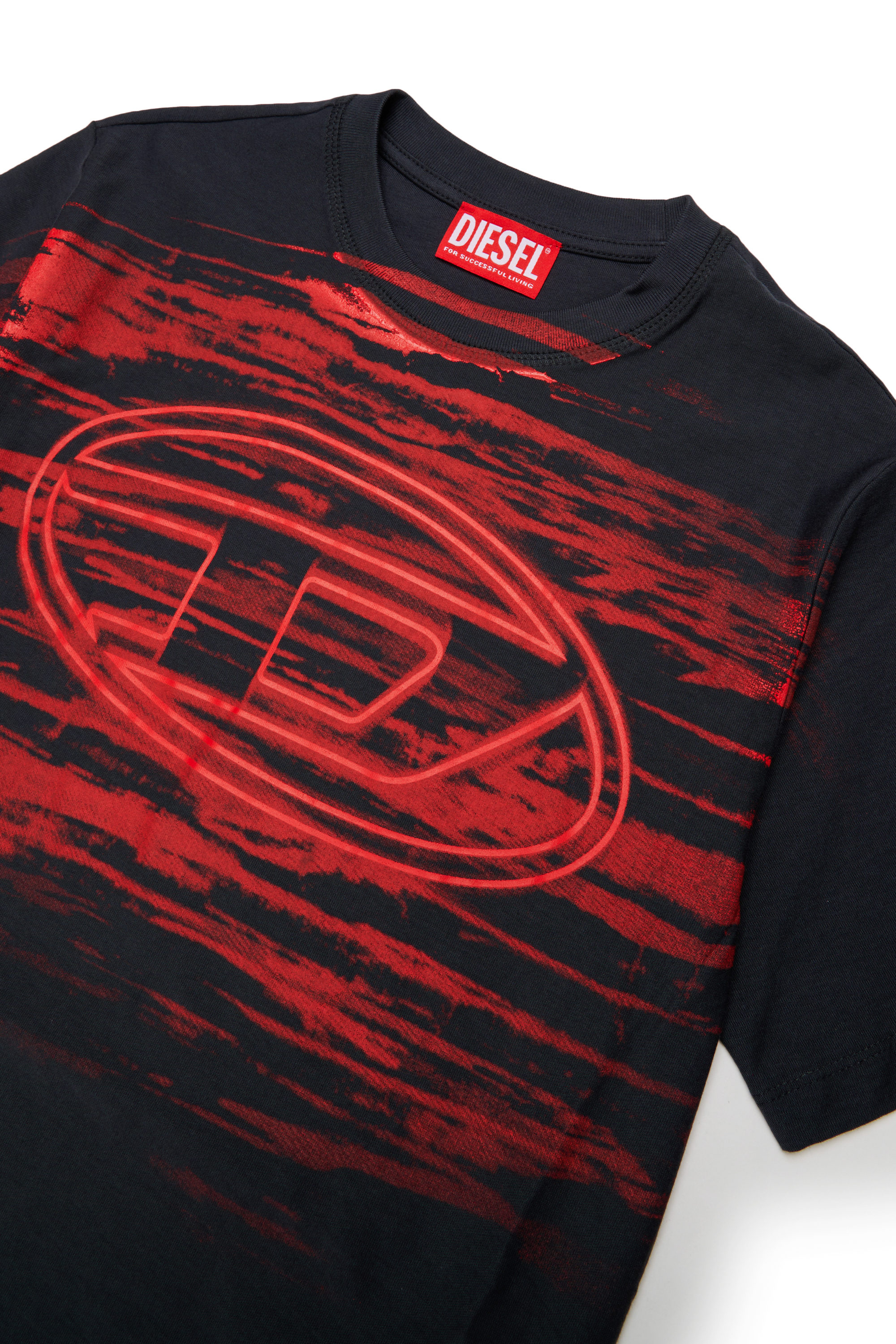 Diesel - TFRIT OVER, Herren T-shirt mit Oval D Logo und Streifeneffekt in Schwarz - 3
