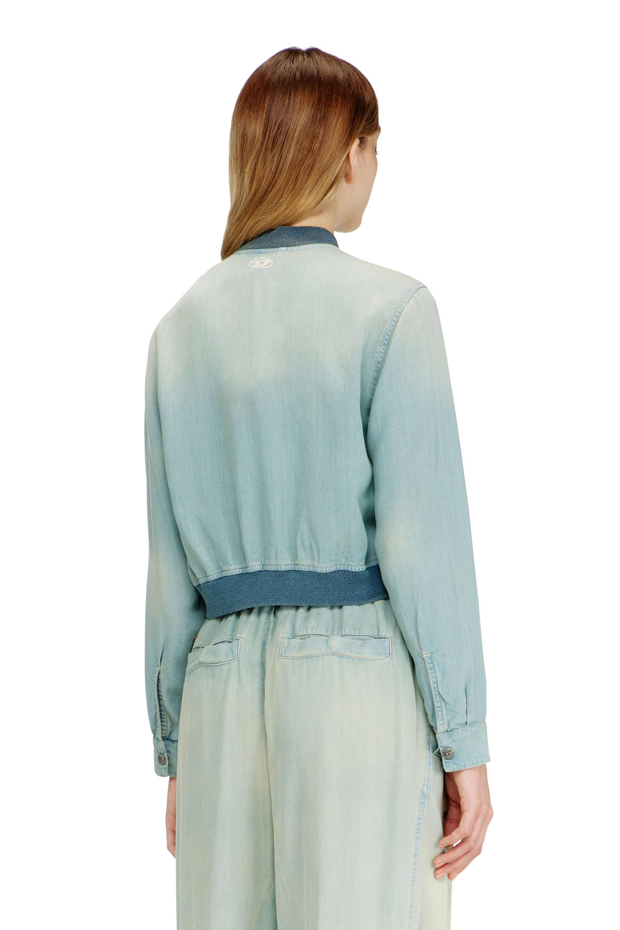 Diesel - DE-RANIA-S1, Damen Bomber-Hemd aus flie&szlig;endem Denim mit Schmutzeffekt in null - 4