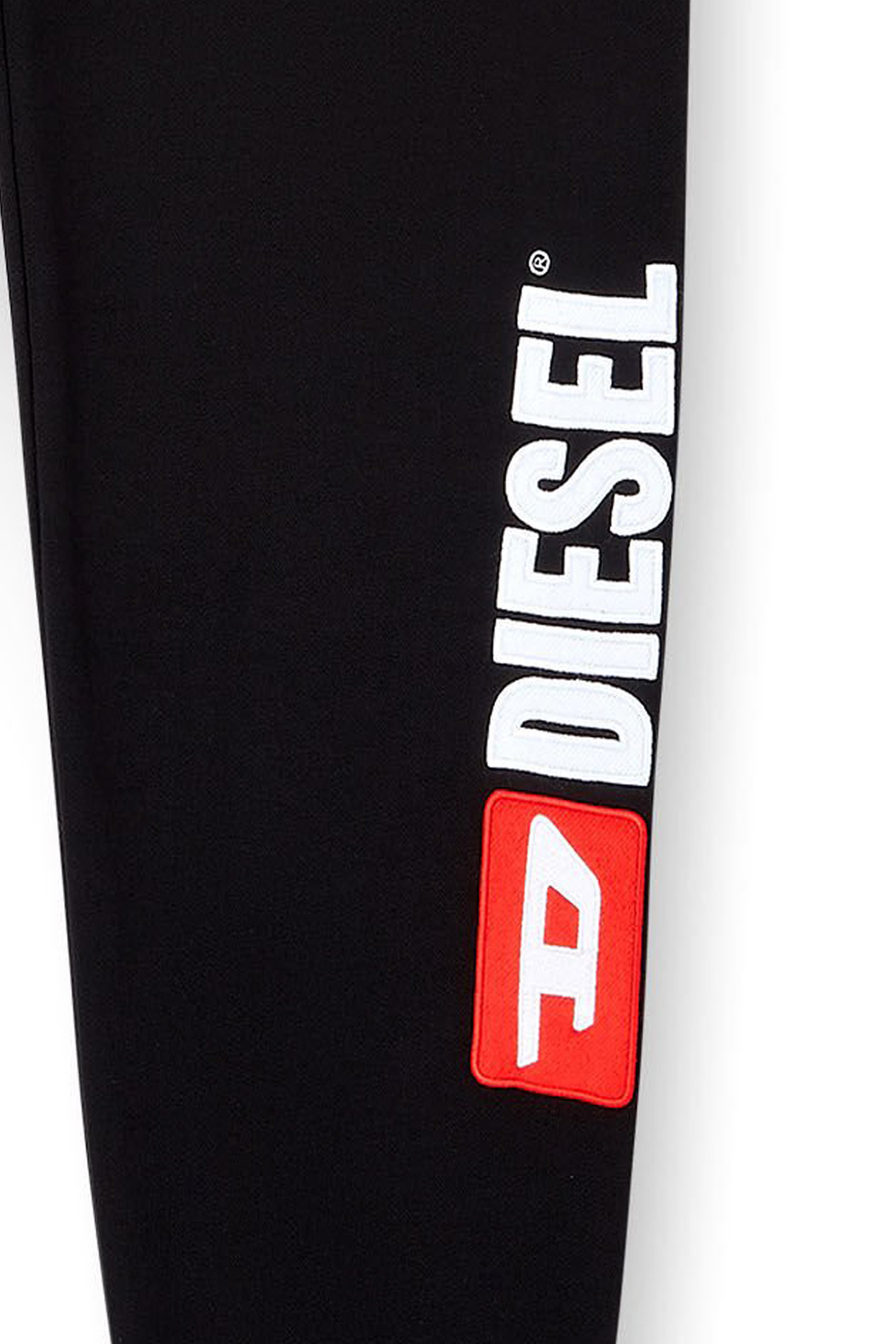 Diesel - P-MARKY-DIV, Herren Baumwoll-Jogginghose mit Diesel-Aufn&auml;her in Schwarz - 4