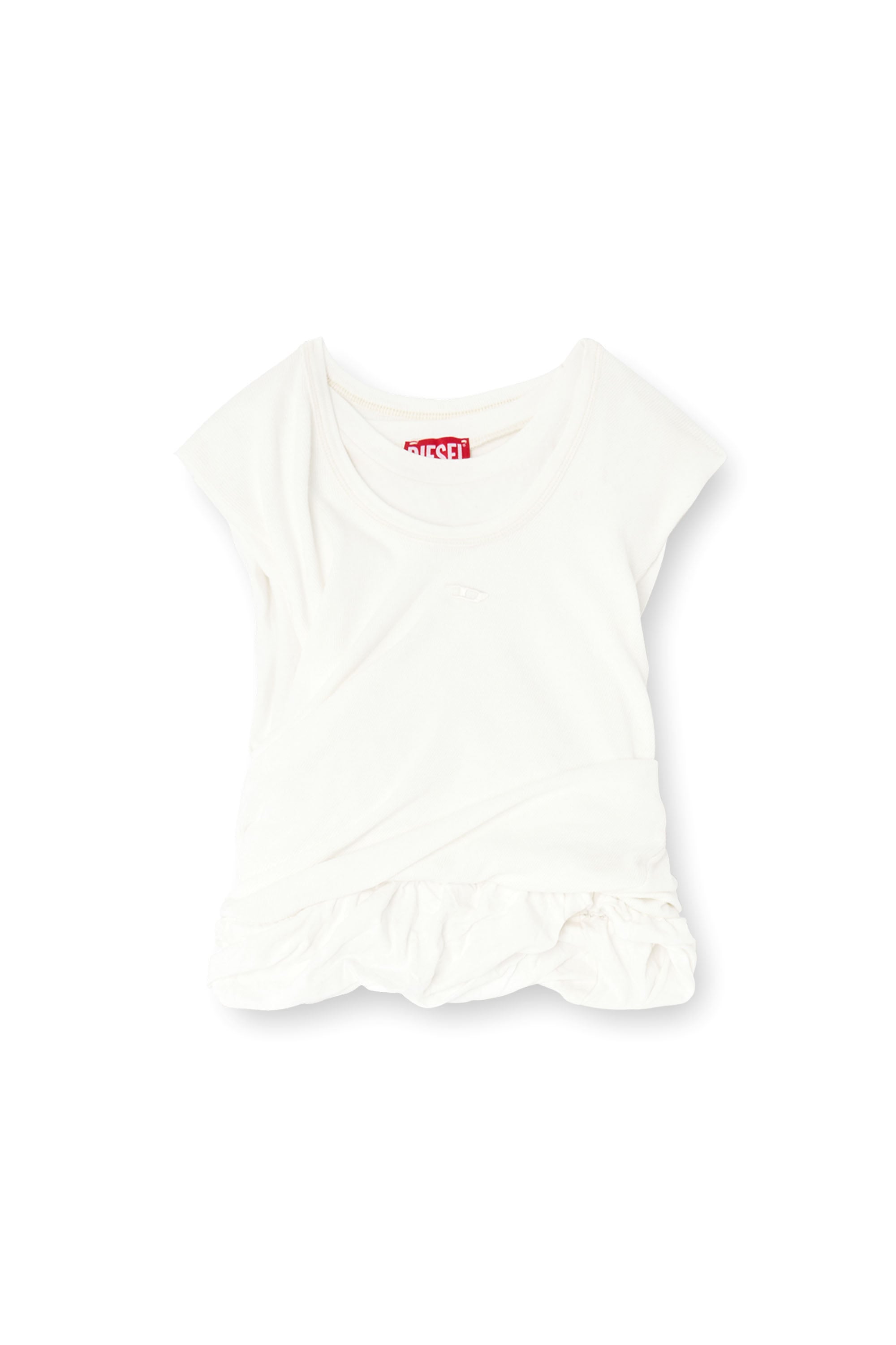 Diesel - T-WISHER-RIB-PL, Damen Tanktop aus doppellagigem Jersey mit Raffung in Wei&szlig; - 4