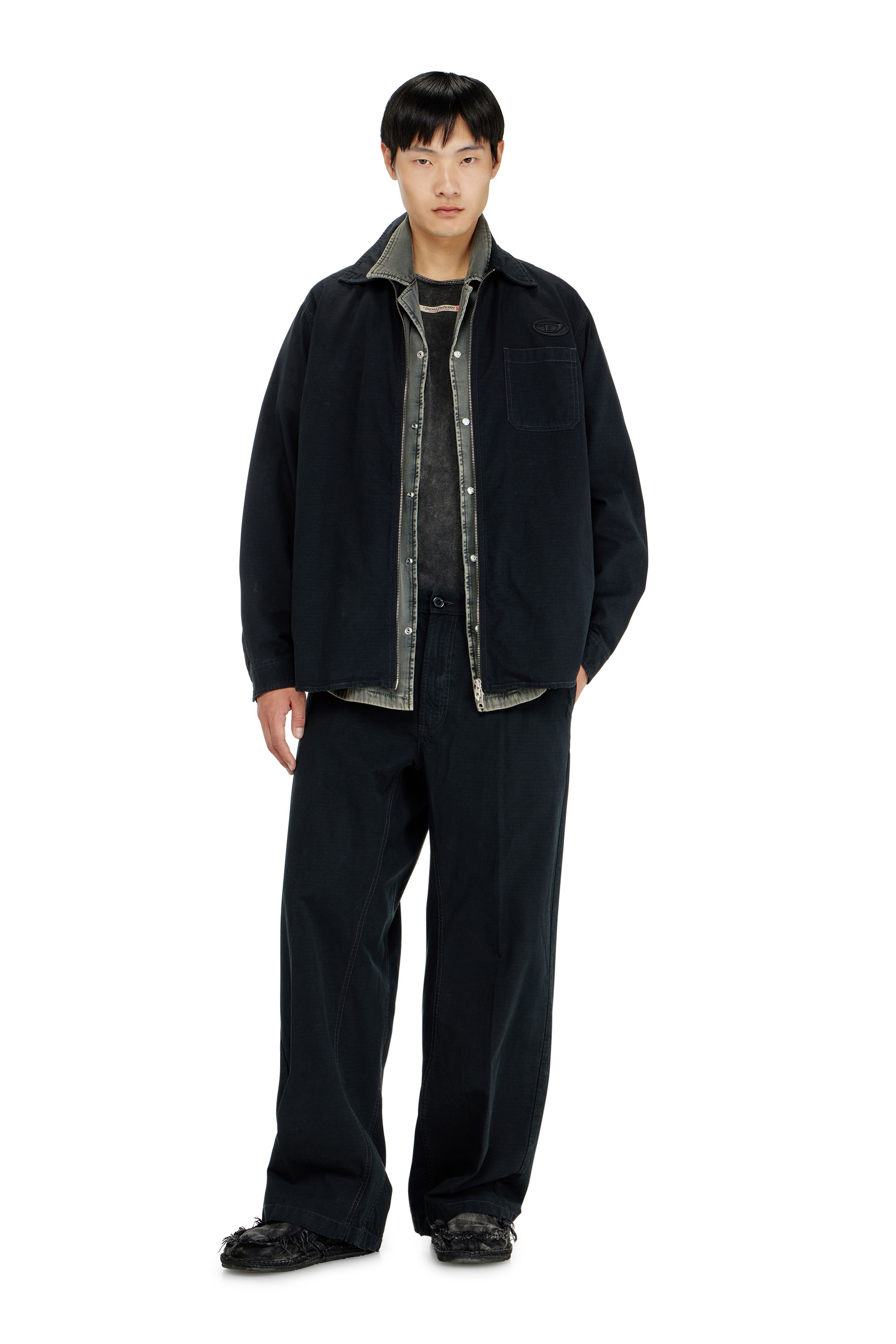 Diesel - S-ALIAS-ZIP, Man's Ripstop shirt with zip closure in null - 1