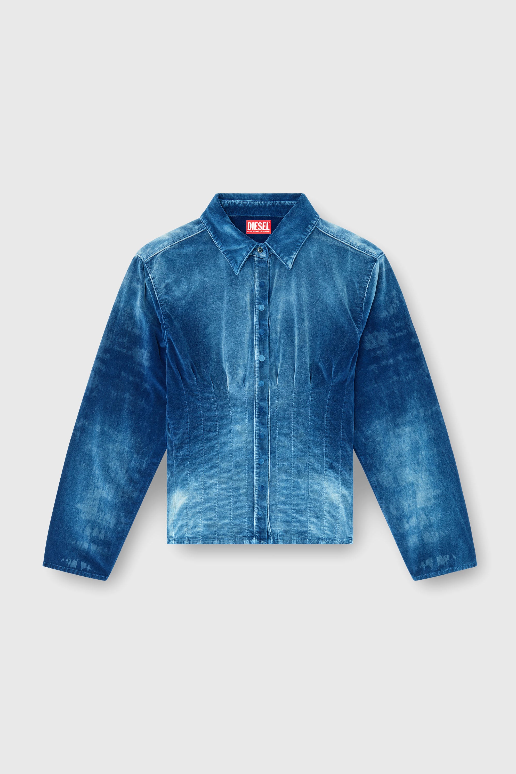Diesel - DE-SINDI-FSJ, Damen Hemd aus Samt-Denim in Blau - 2