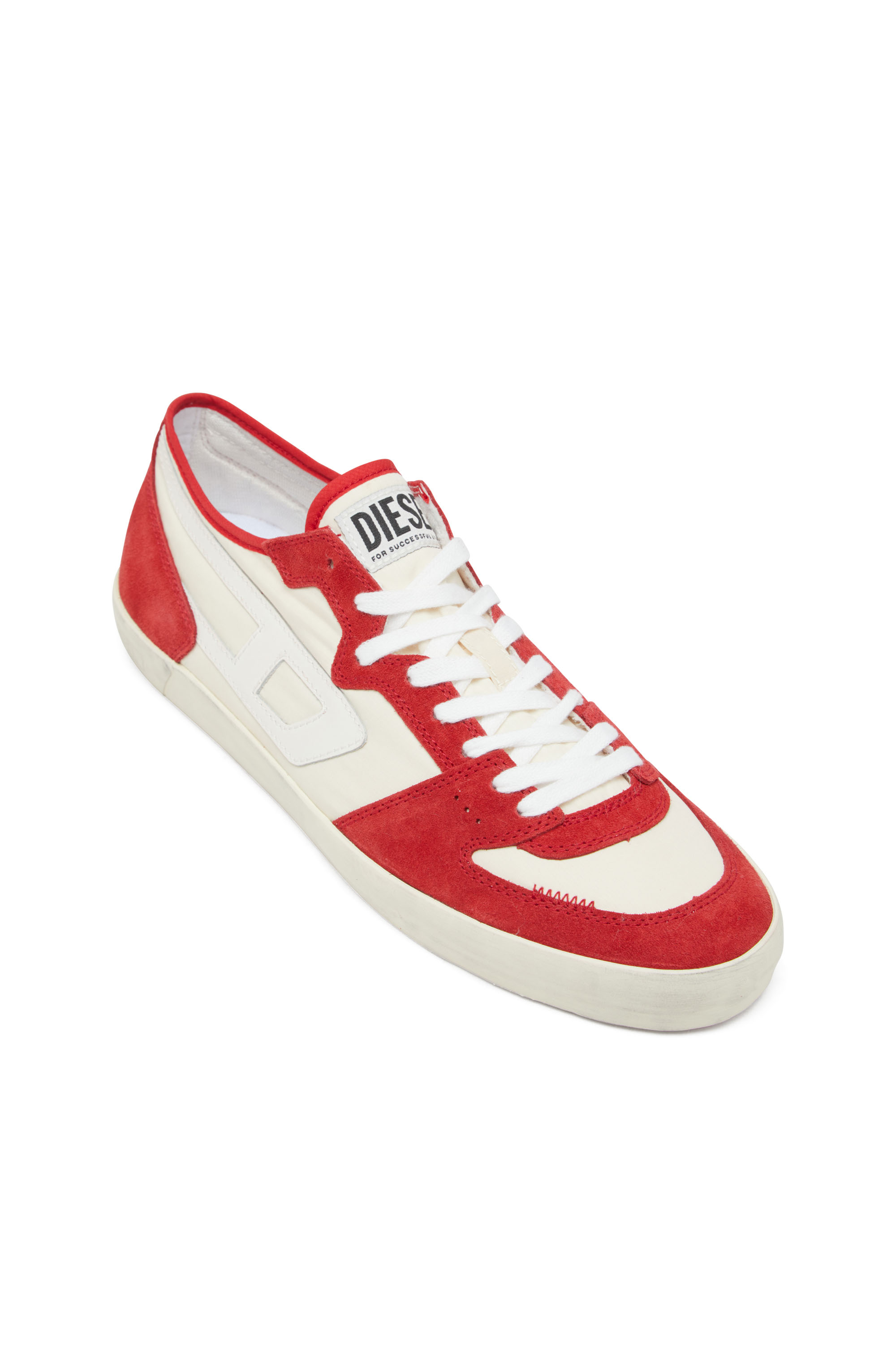 Diesel - S-LEROJI D-1 LOW, Herren Sneakers aus gepolstertem Ripstop und Veloursleder in Rot/Weiss - 6