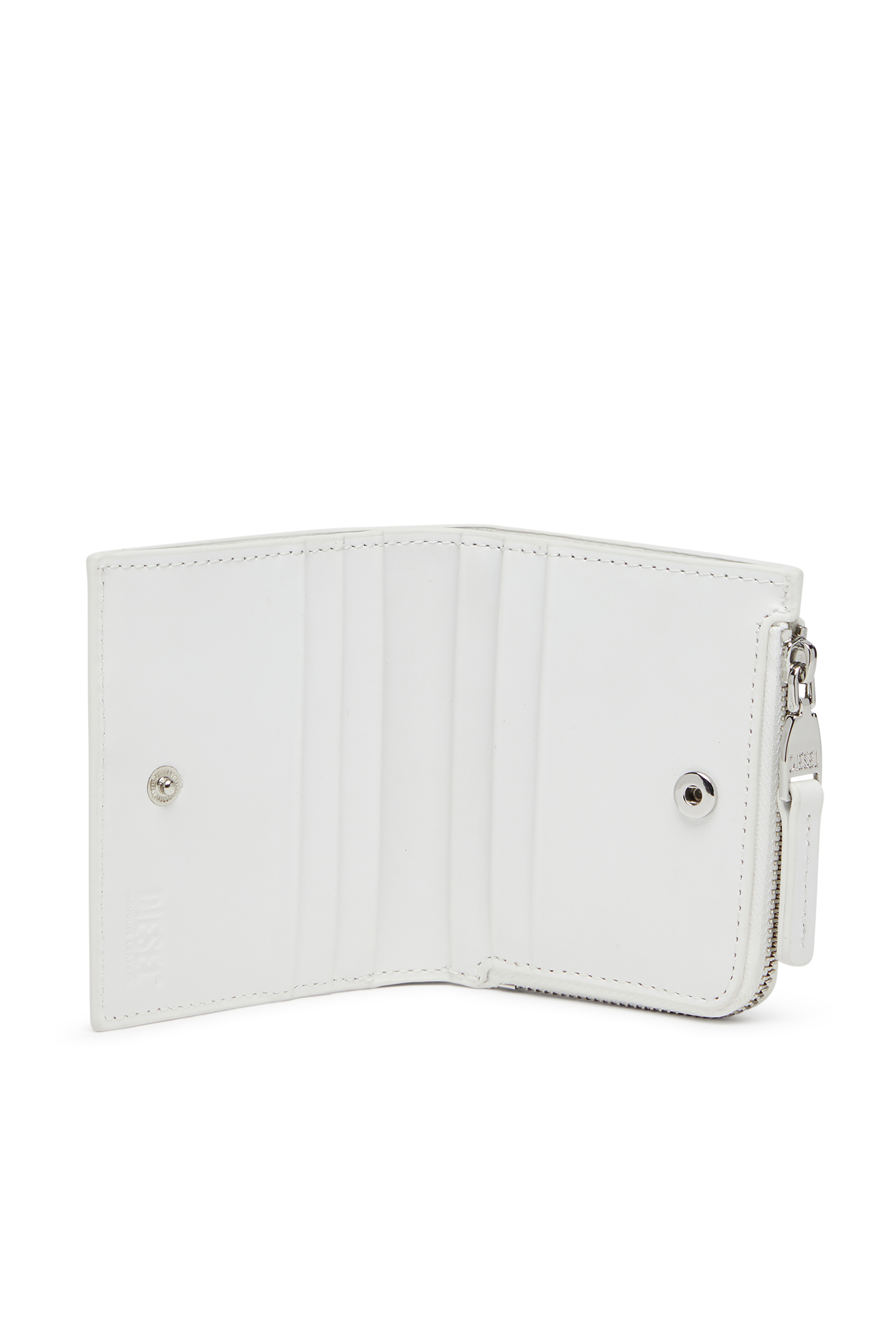 Diesel - 1DR BI FOLD ZIP L, Damen Faltportemonnaie aus Leder in Weiß - 3