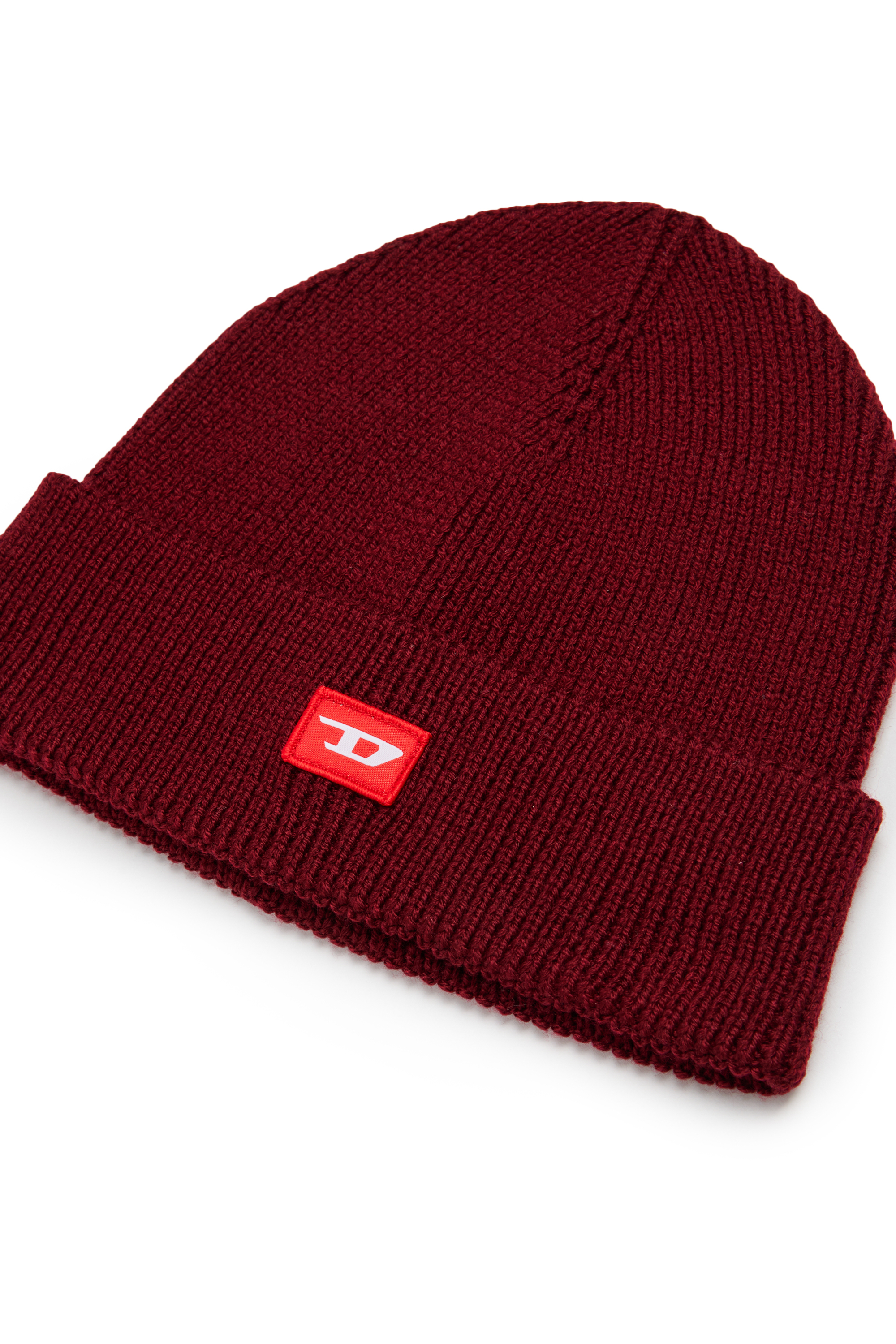 Diesel - FLOT, Unisex's Wool-blend beanie with D logo patch in Red - 3