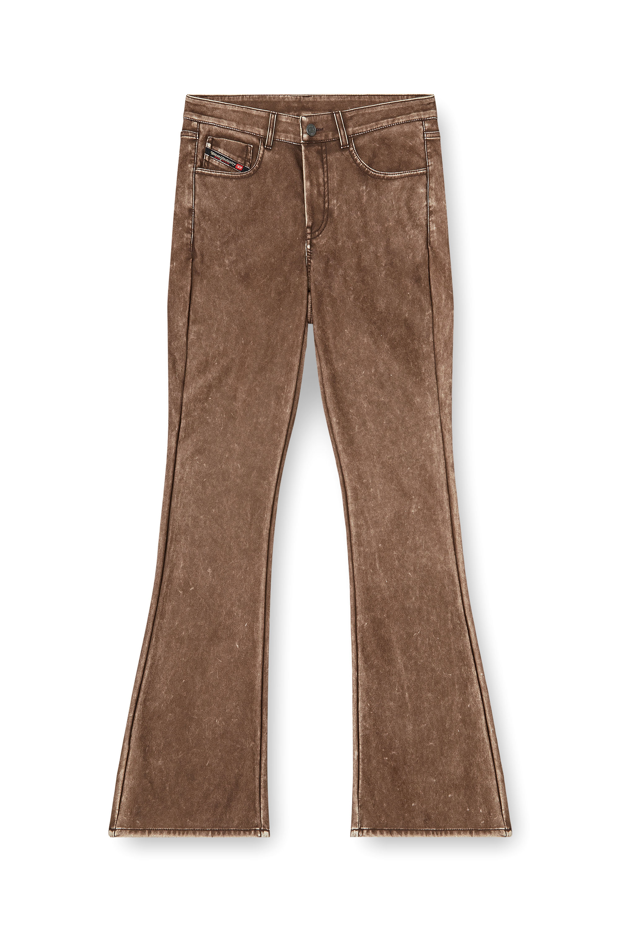 Diesel - P-STELLAR-S1, Damen Bootcut-Hose aus beschichtetem Material in Braun - 4